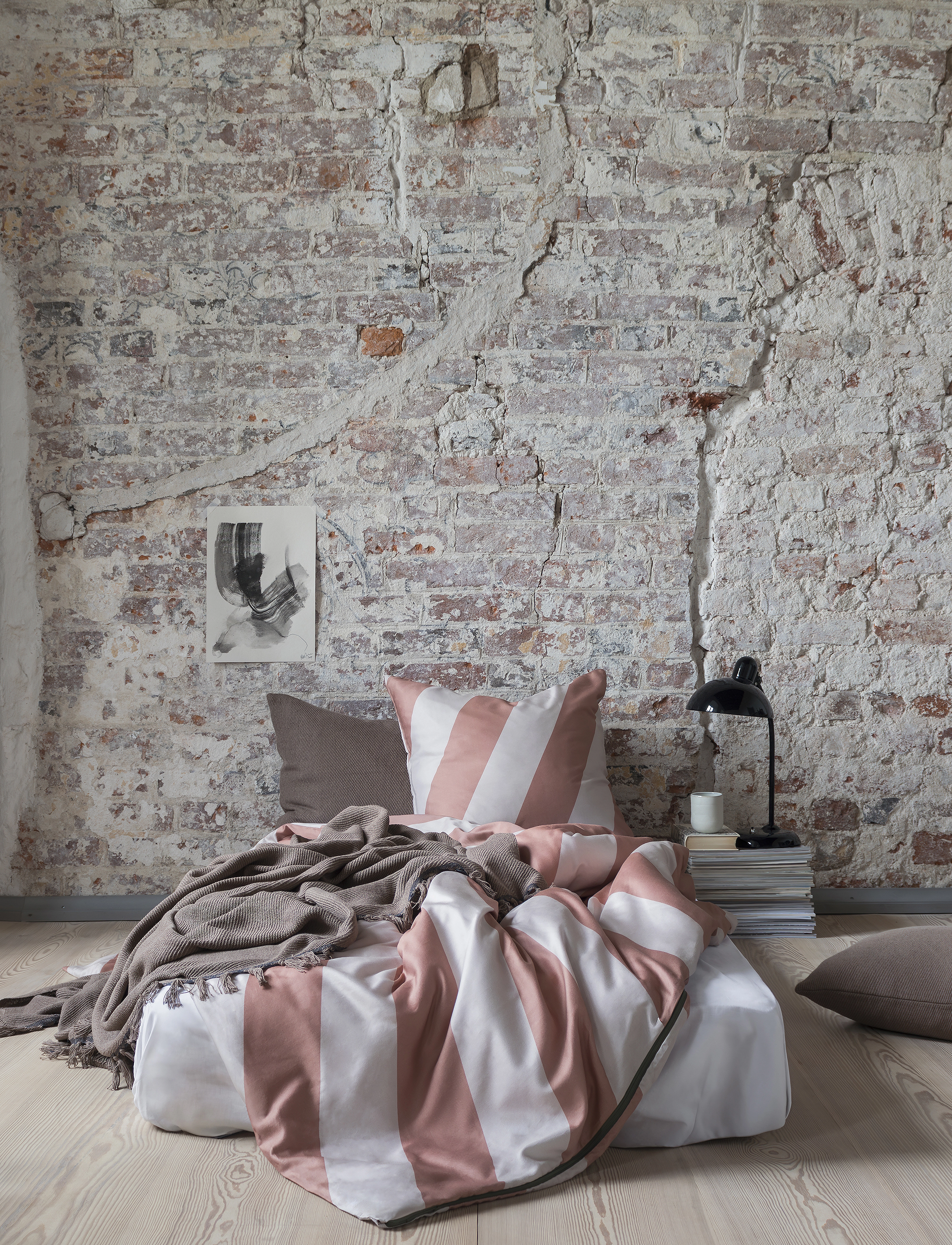 Mette Ditmer Diagonal Bed Set, 140X220;60X63 cm, Red, Sengetekstiler > Sengesæt, Unisex