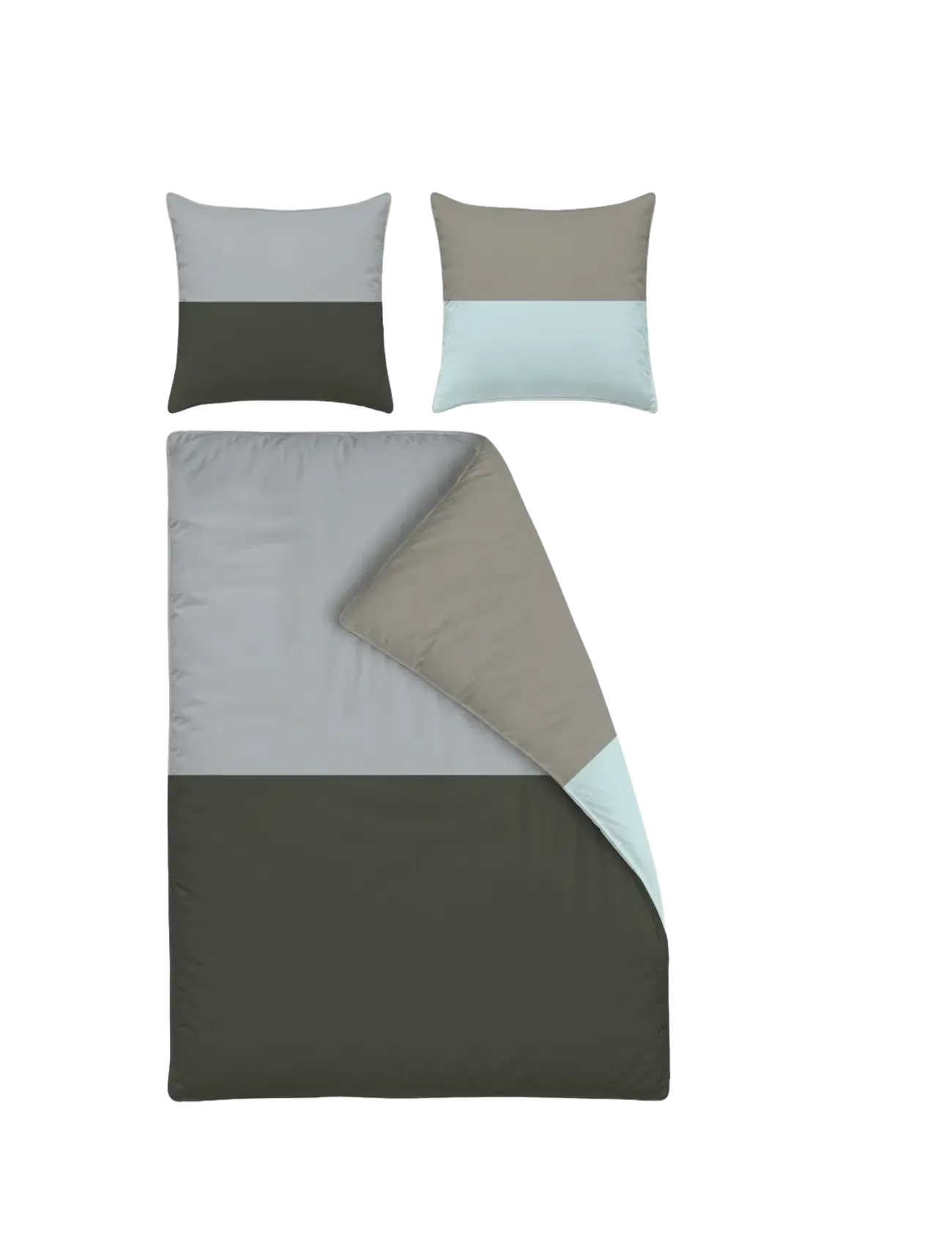 Mette Ditmer DOMINO bed set, extra length - Mette Ditmer - DARK OLIVE / grey