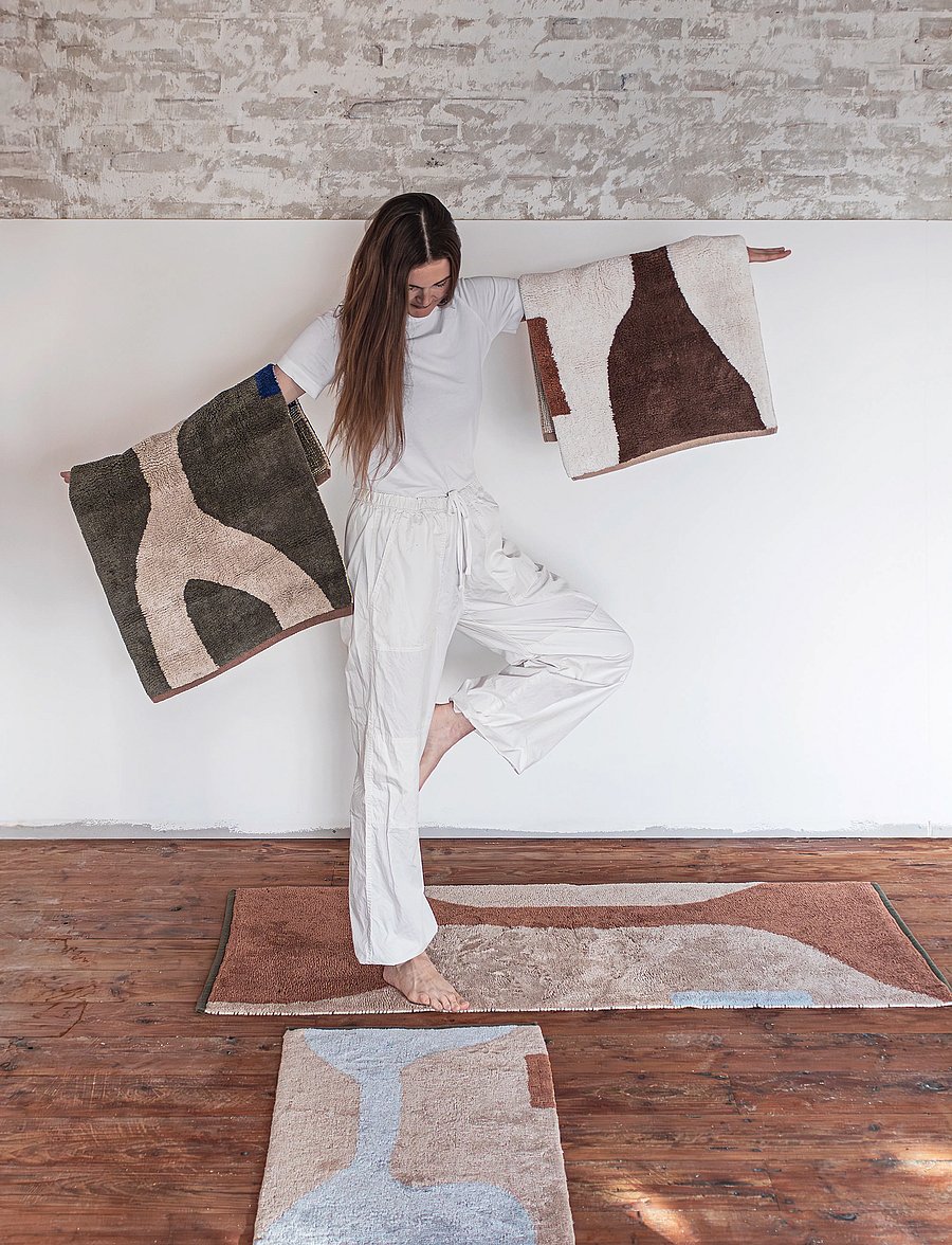 Mette Ditmer - FIGURA rug - puuvillased vaibad & kaltsuvaip - dark olive - 1