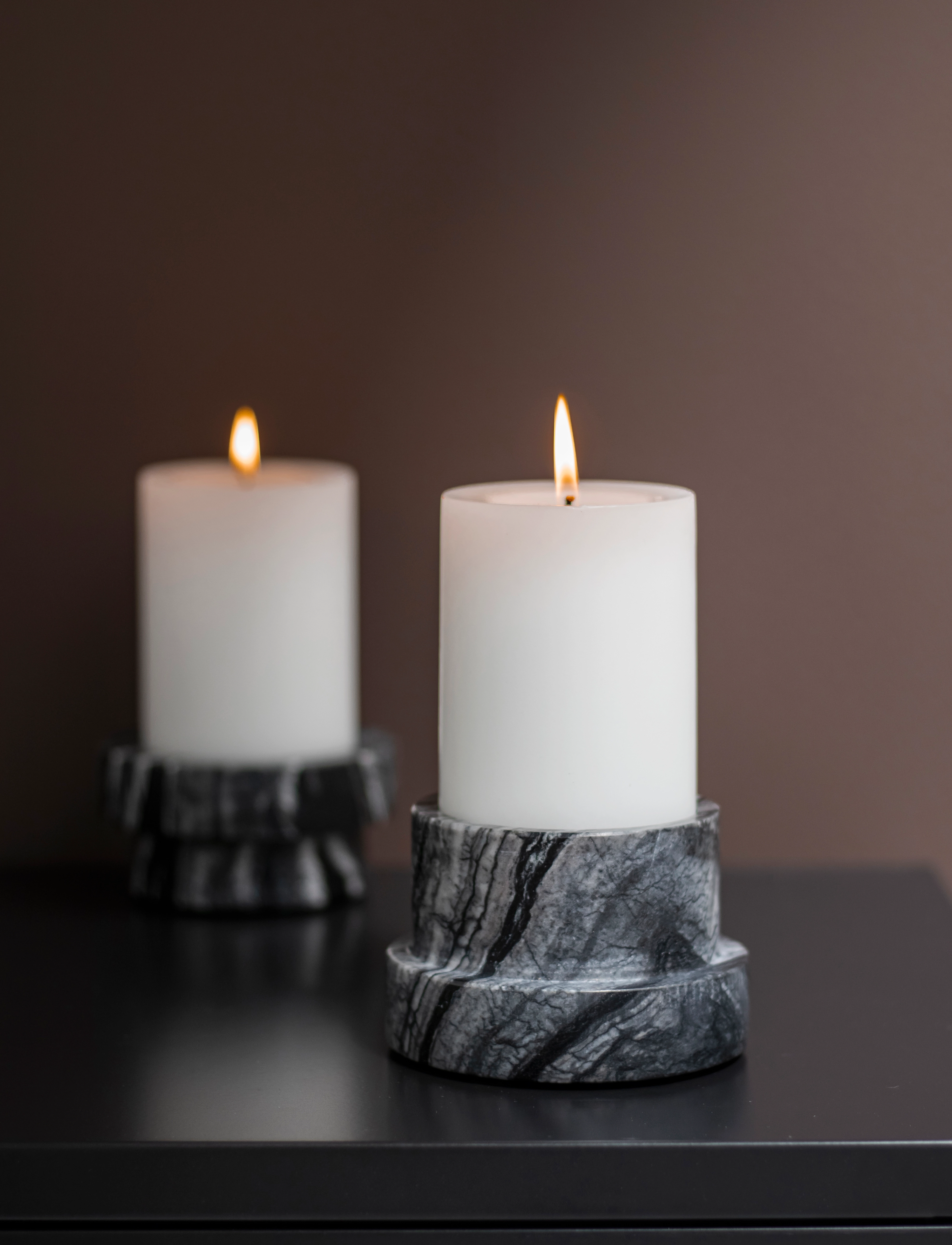 Mette Ditmer Marble Block Candleholder, Tall, One Size, Candlesticks & Lanterns, Schwarz - Candlesticks, Homeware
