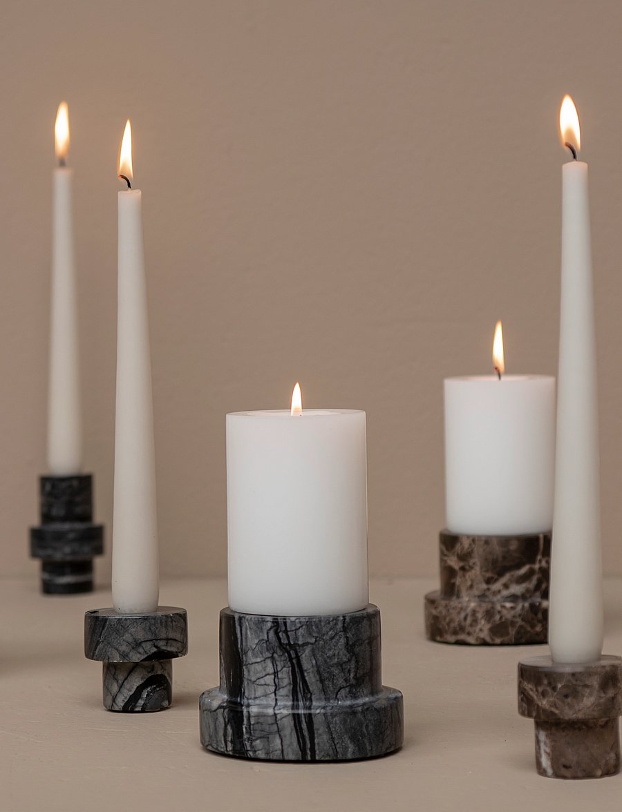 Mette Ditmer - MARBLE block candleholder, tall - kerzenständer - black / grey - 2