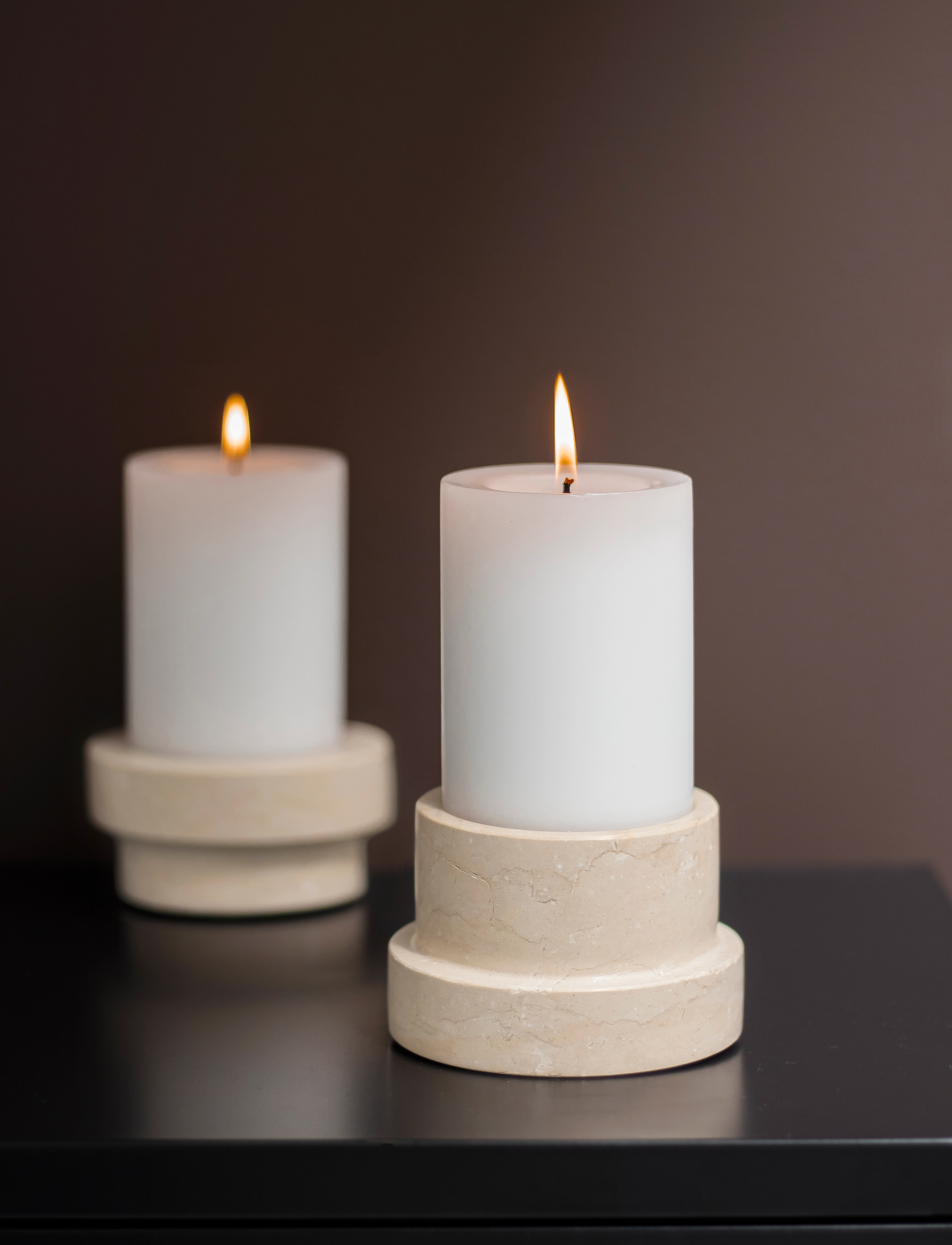 Mette Ditmer Marble Block Candleholder, Tall, One Size, Candlesticks & Lanterns, Beige - Candlesticks, Homeware