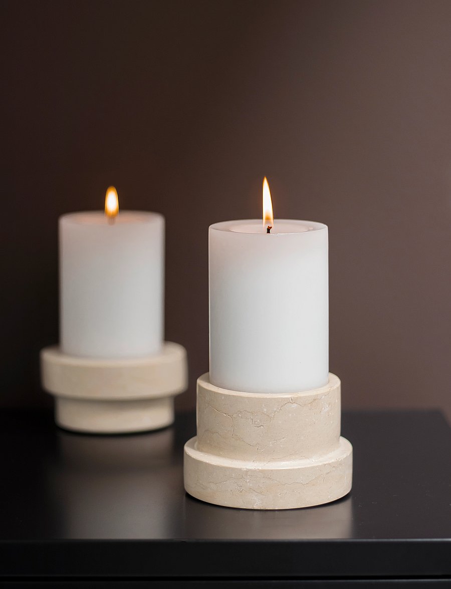 Mette Ditmer - MARBLE block candleholder, tall - kerzenständer - sand - 0