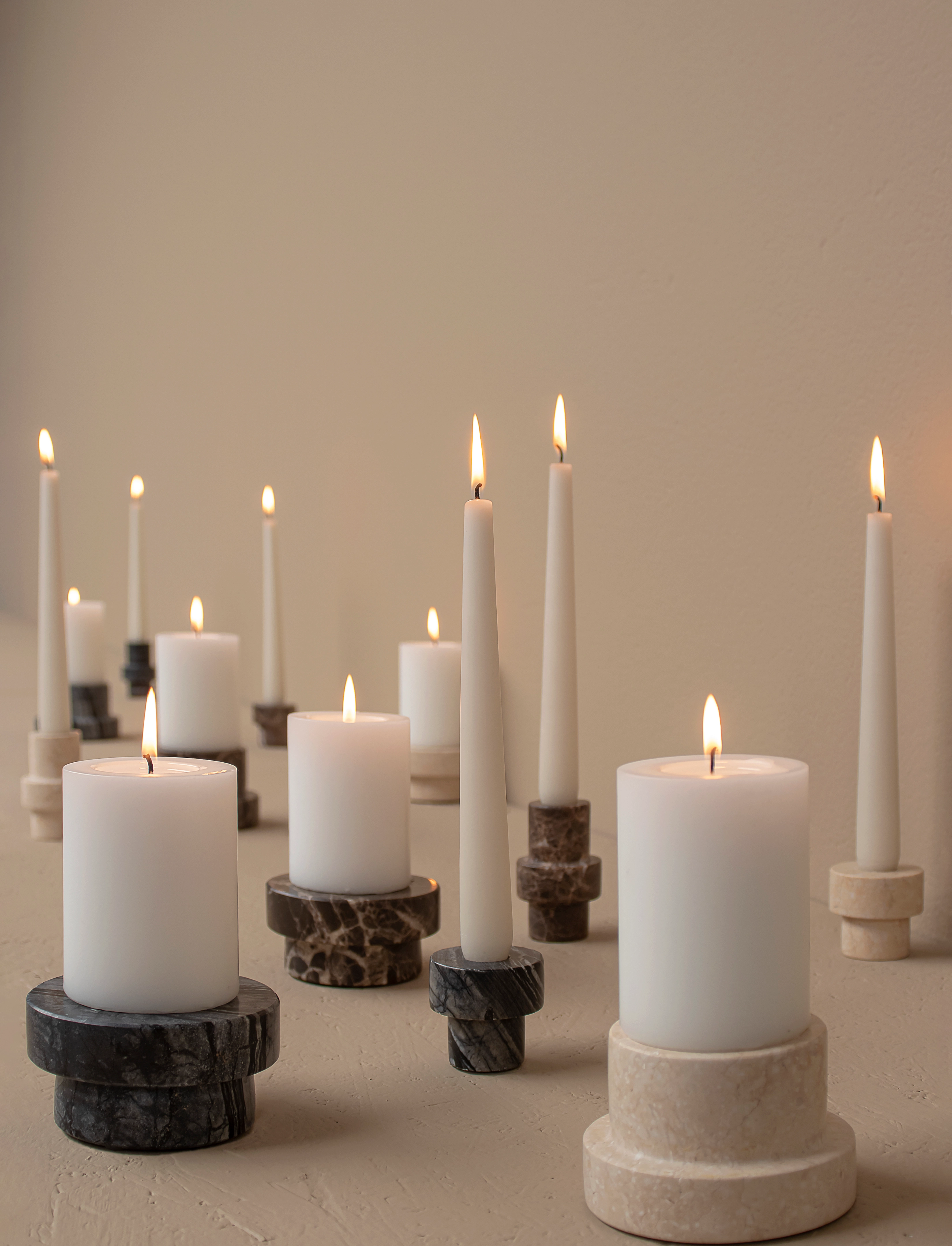 Mette Ditmer - MARBLE block candleholder, tall - kerzenständer - sand - 2