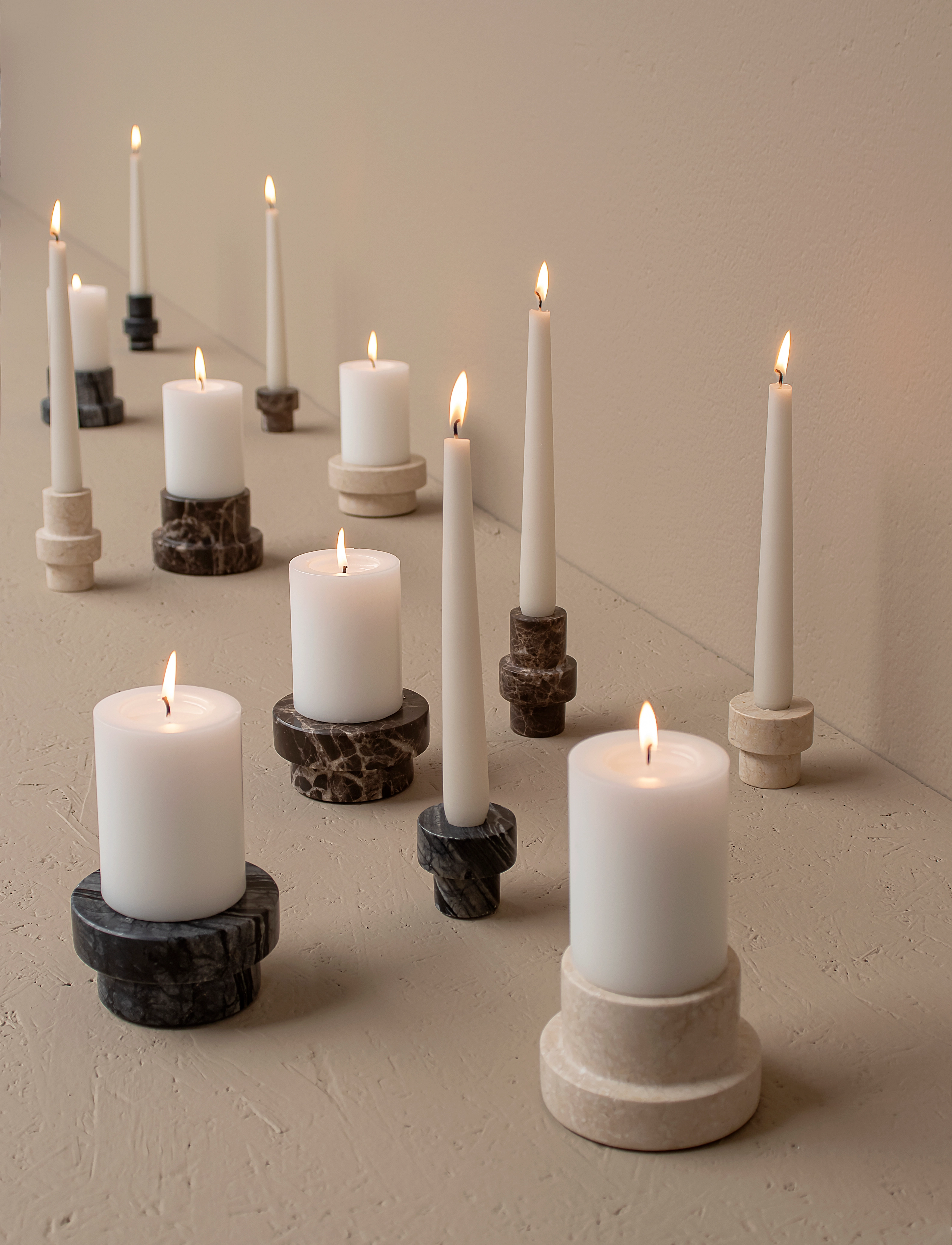 Mette Ditmer - MARBLE block candleholder, tall - kerzenständer - sand - 3