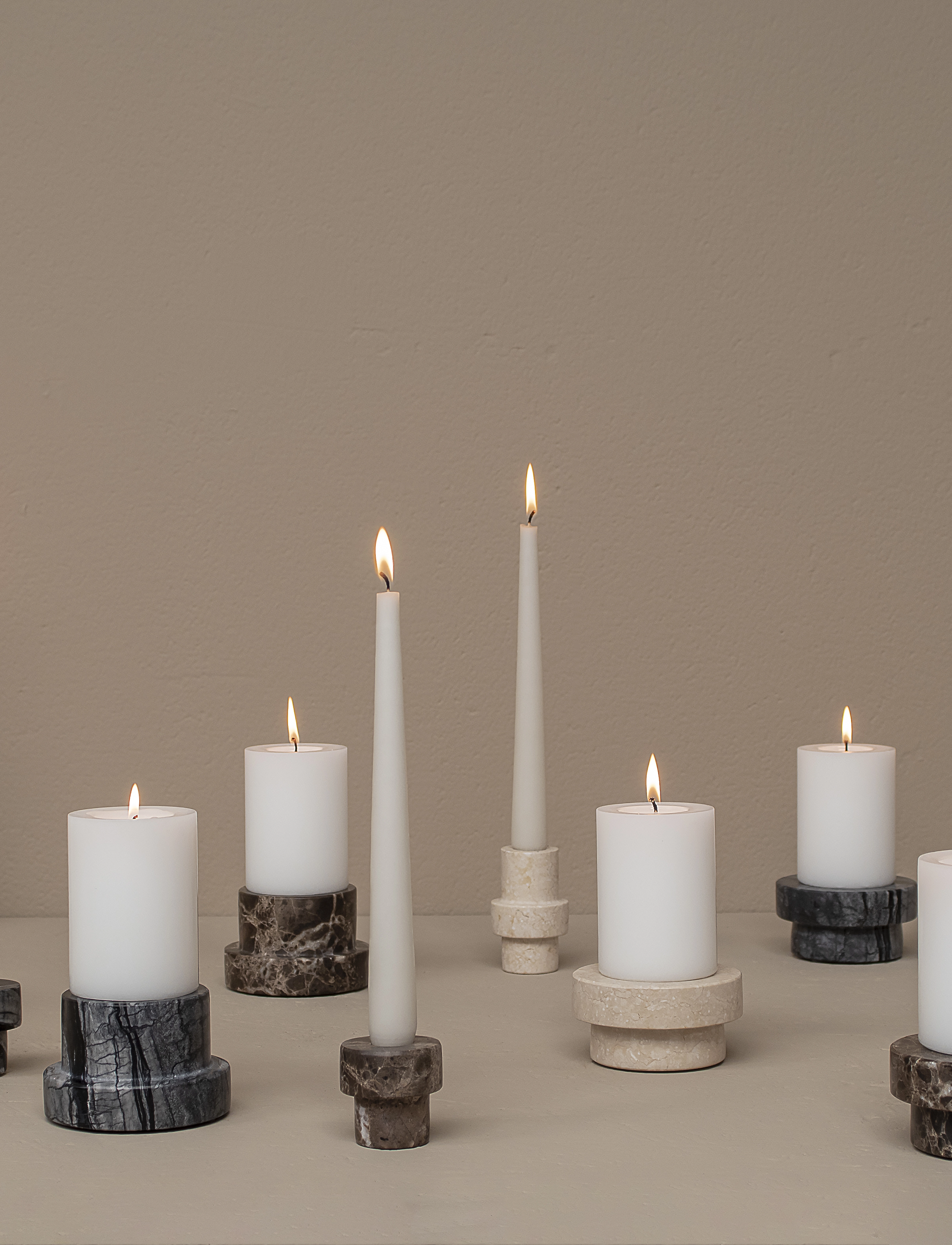 Mette Ditmer - MARBLE block candleholder, tall - kerzenständer - sand - 4