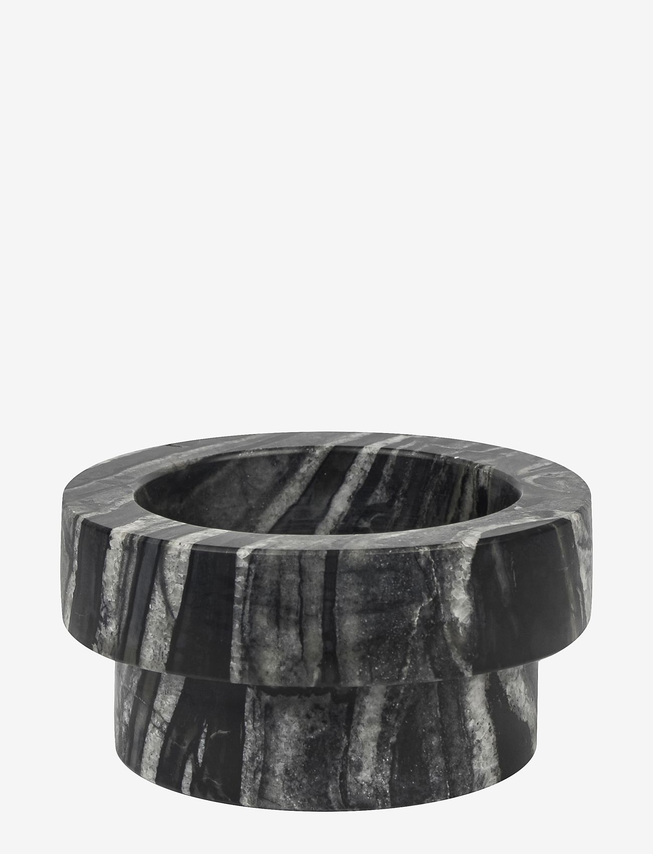 Mette Ditmer - MARBLE block candleholder, low - candlesticks - black / grey - 1
