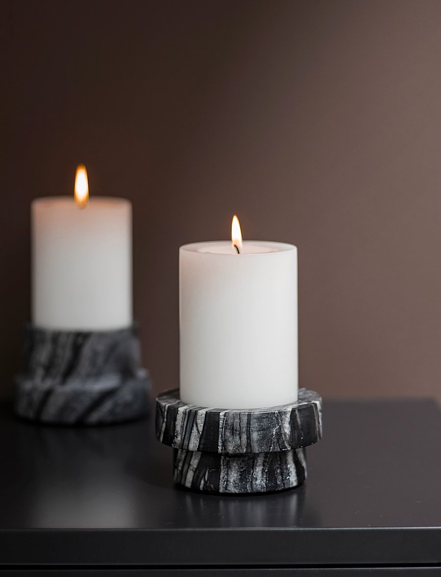 Mette Ditmer - MARBLE block candleholder, low - kerzenständer - black / grey - 0