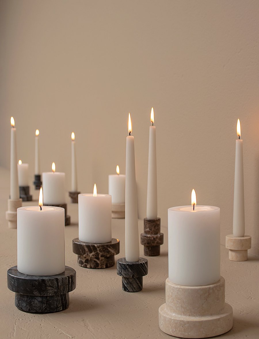 Mette Ditmer - MARBLE block candleholder, low - kerzenständer - black / grey - 3