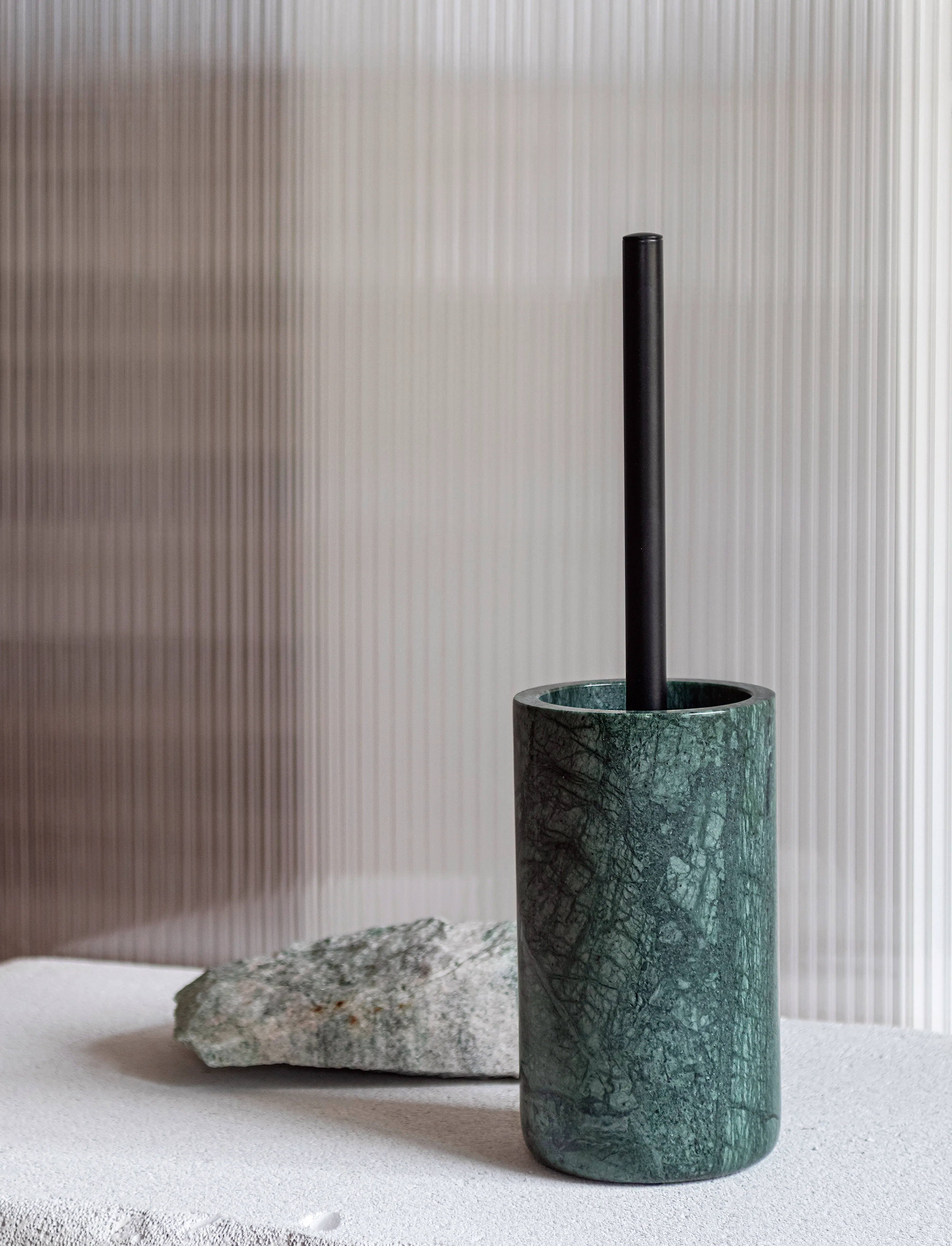 Mette Ditmer Marble Toilet Brush Holder, Ø10.5X H36 cm, Bathroom Interior, Grün - Brushes, Homeware