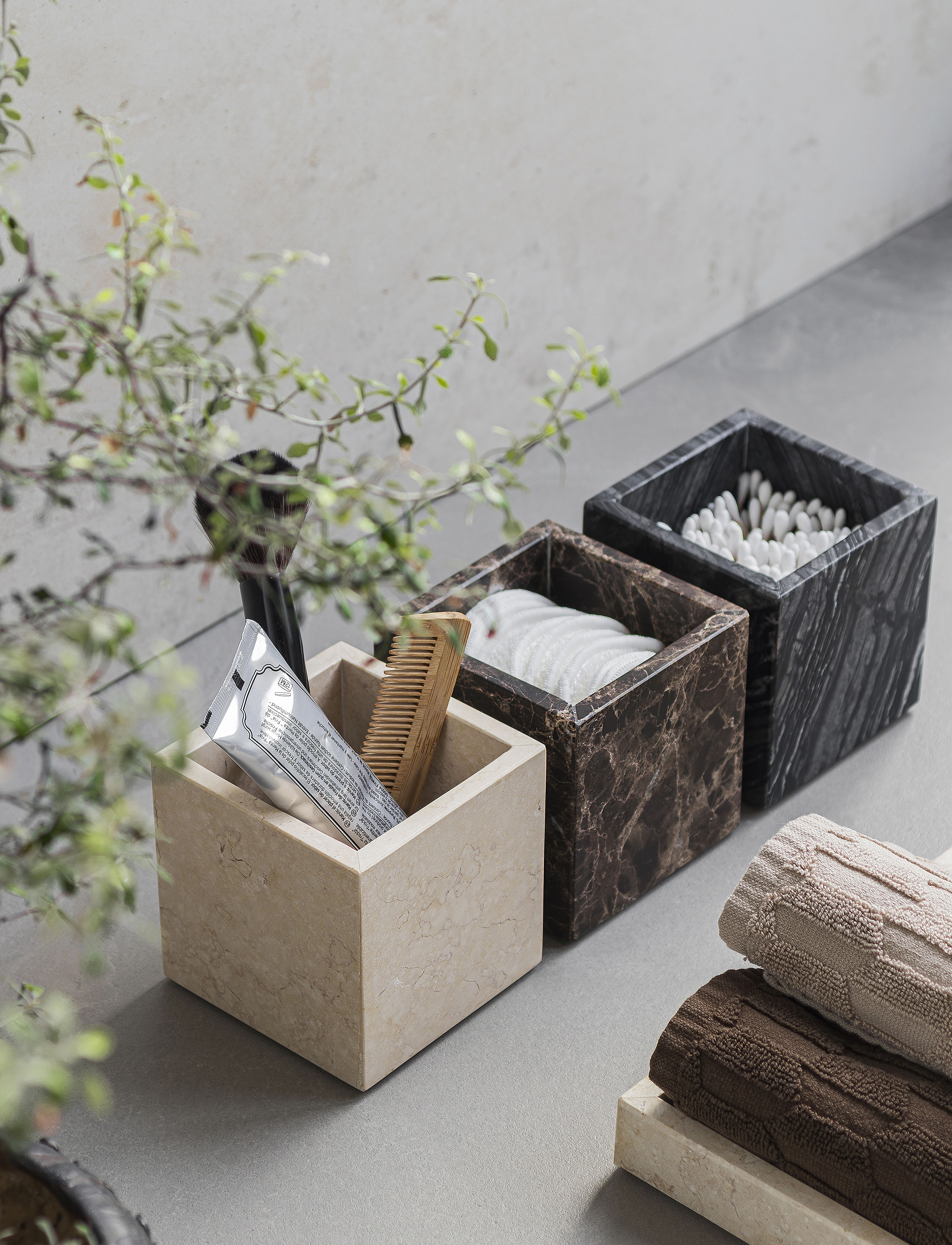 Mette Ditmer - MARBLE cube - skrautlegir geymslukassar - black / grey - 4