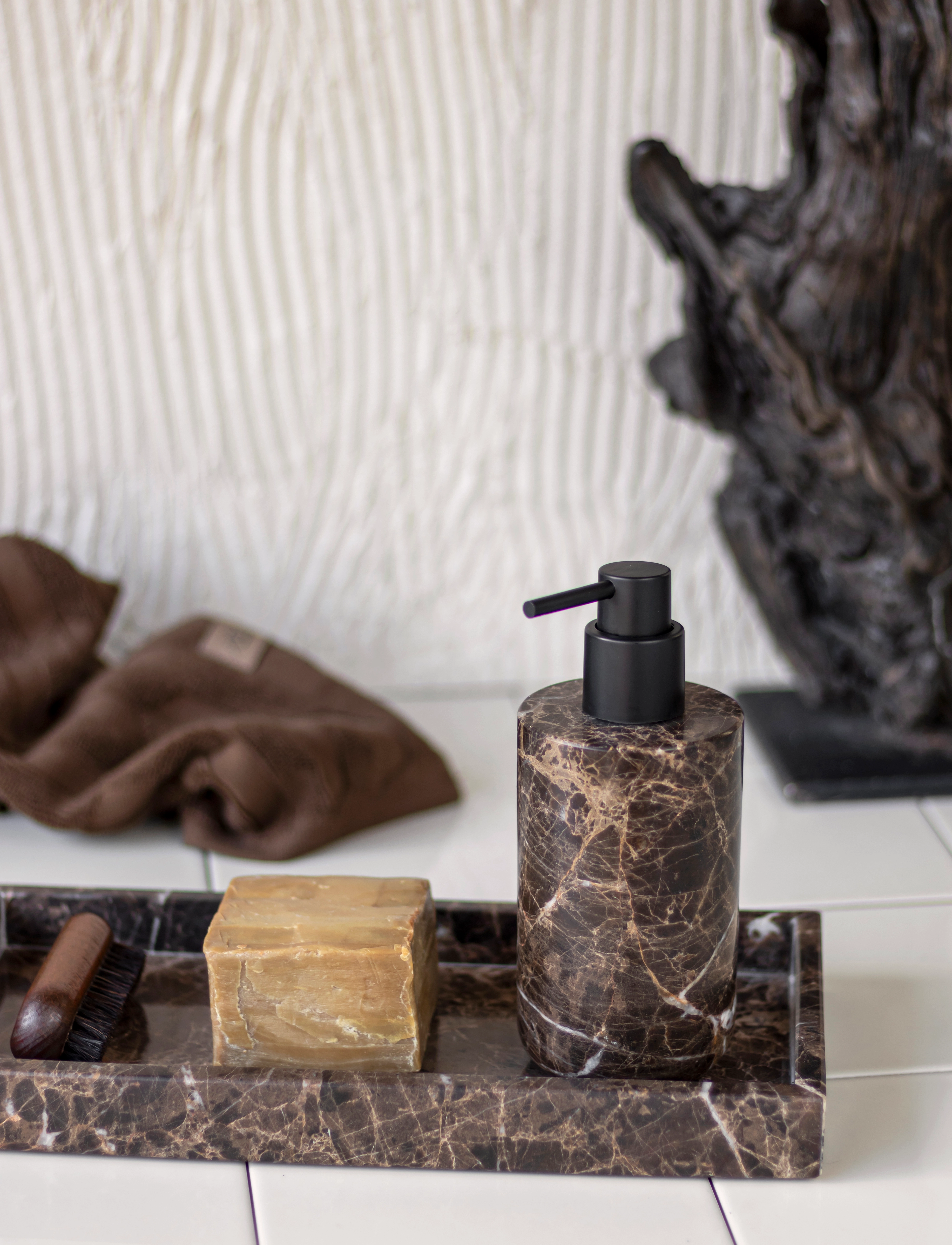 Mette Ditmer Marble Dispenser, 7.5X7.5X17.5 cm, Bathroom Interior, Mehrfarbig/gemustert - Soap Pumps & Cups, Homeware