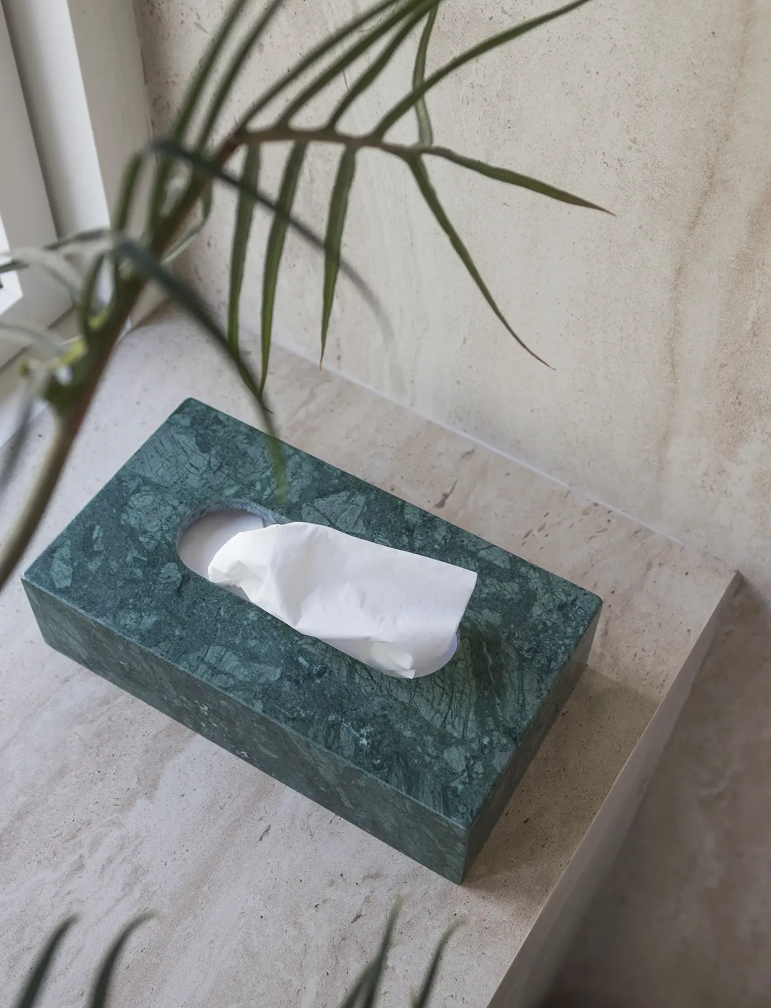 Mette Ditmer Marble Tissue Cover, One Size, Dining & Table Accessories, Khakigrün - Napkin Rings Holders, Homeware