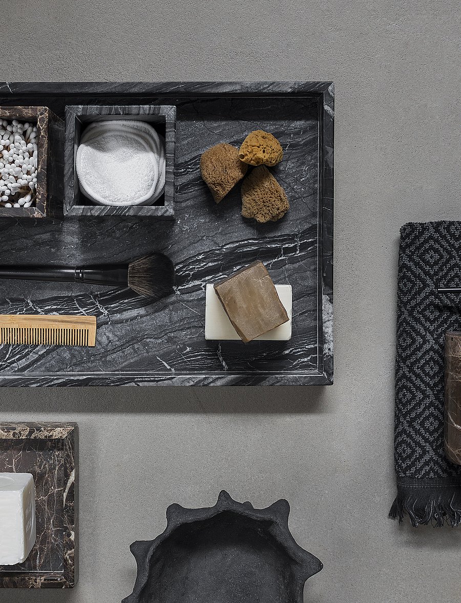 Mette Ditmer - MARBLE deco tray - kandikud - black / grey - 2