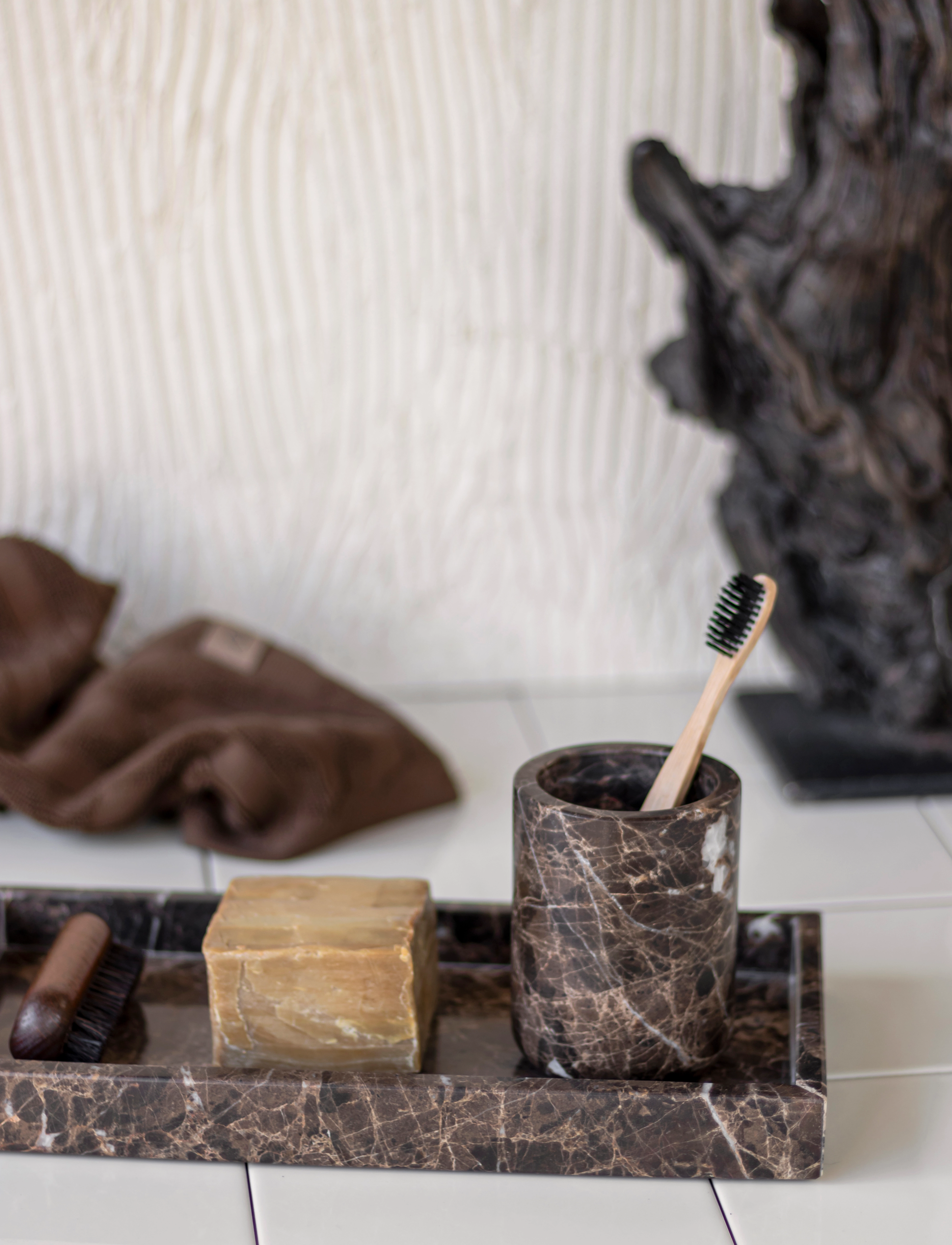 Mette Ditmer Marble Toothbrush Holder, 7.5X7.5X10 cm, Bathroom Interior, Mehrfarbig/gemustert - Homeware