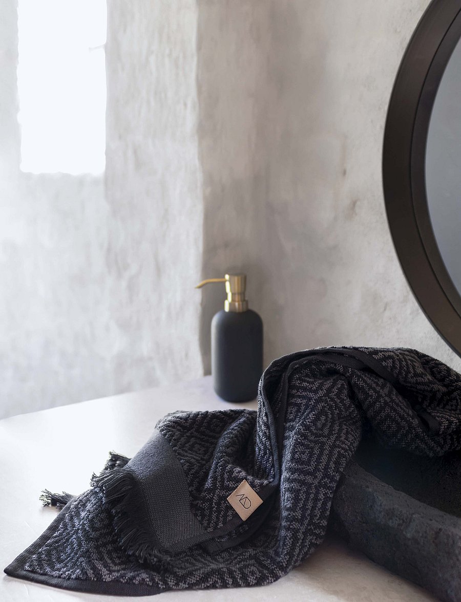 Mette Ditmer - MOROCCO Guest towel, 2pack - külaliste käterätikud - black/grey - 0