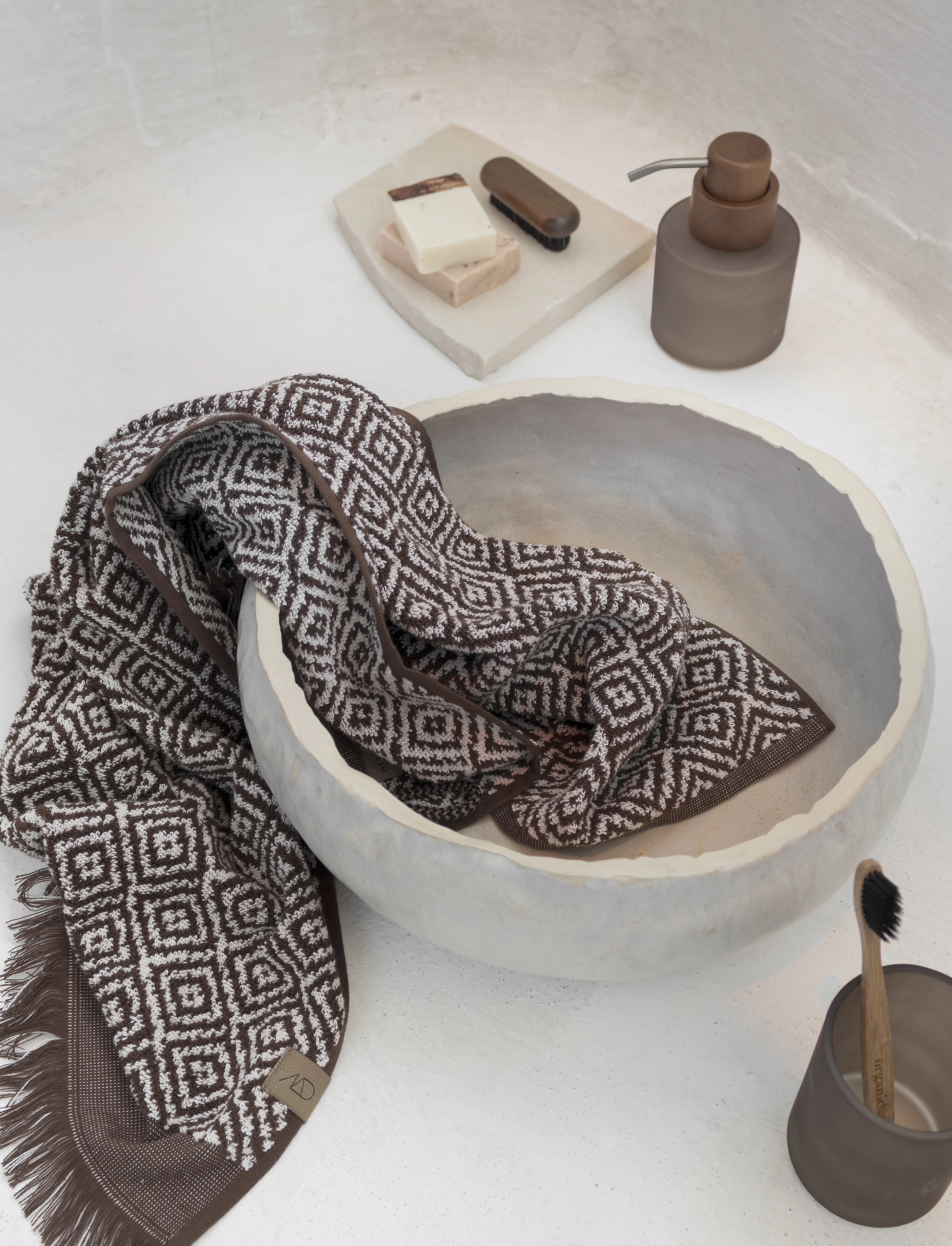 Mette Ditmer Morocco Bath Towel, W70X L135 cm, Towels & Towels, Braun - Homeware