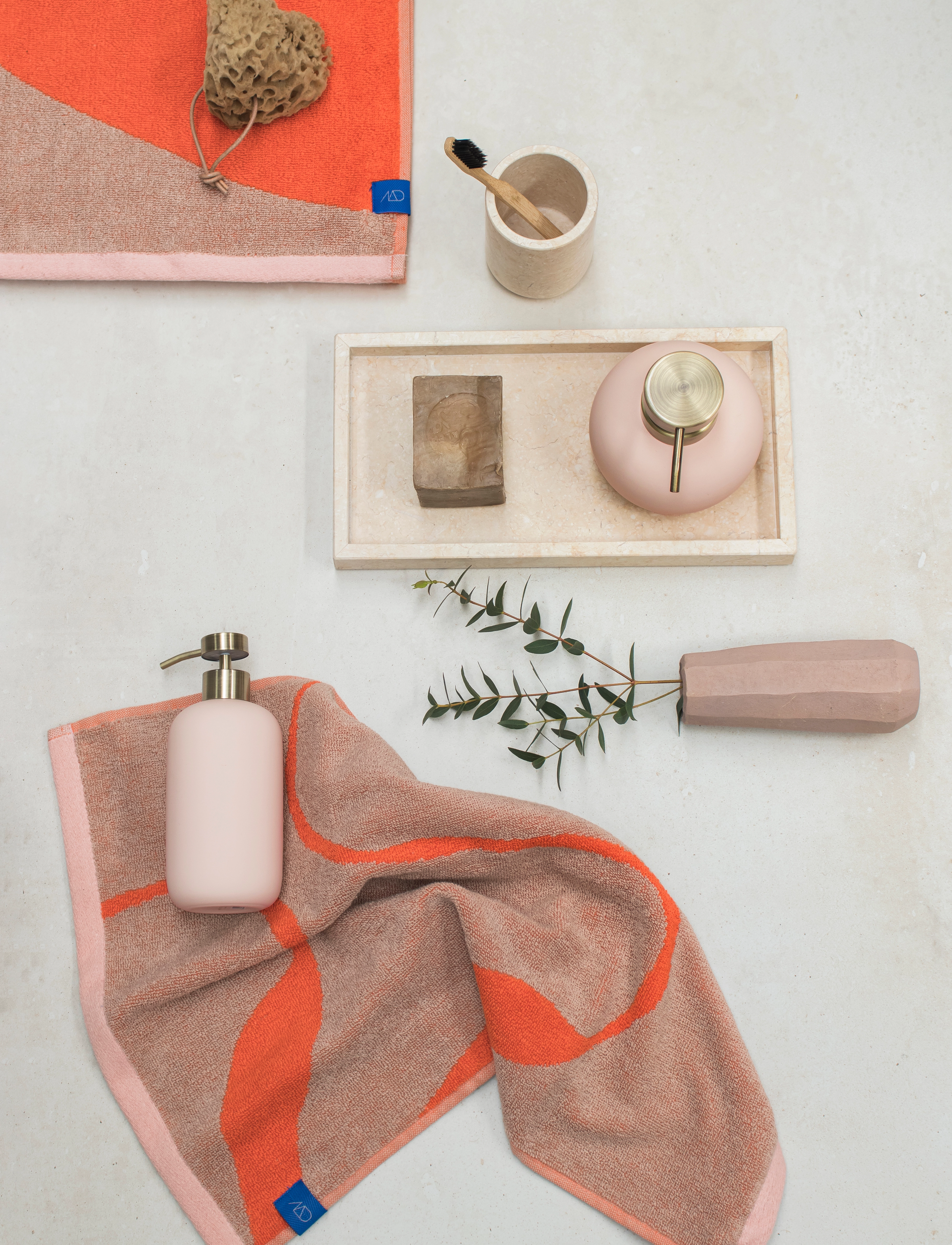 Mette Ditmer - NOVA ARTE bath towel - vannas dvieļi - latte / orange - 2