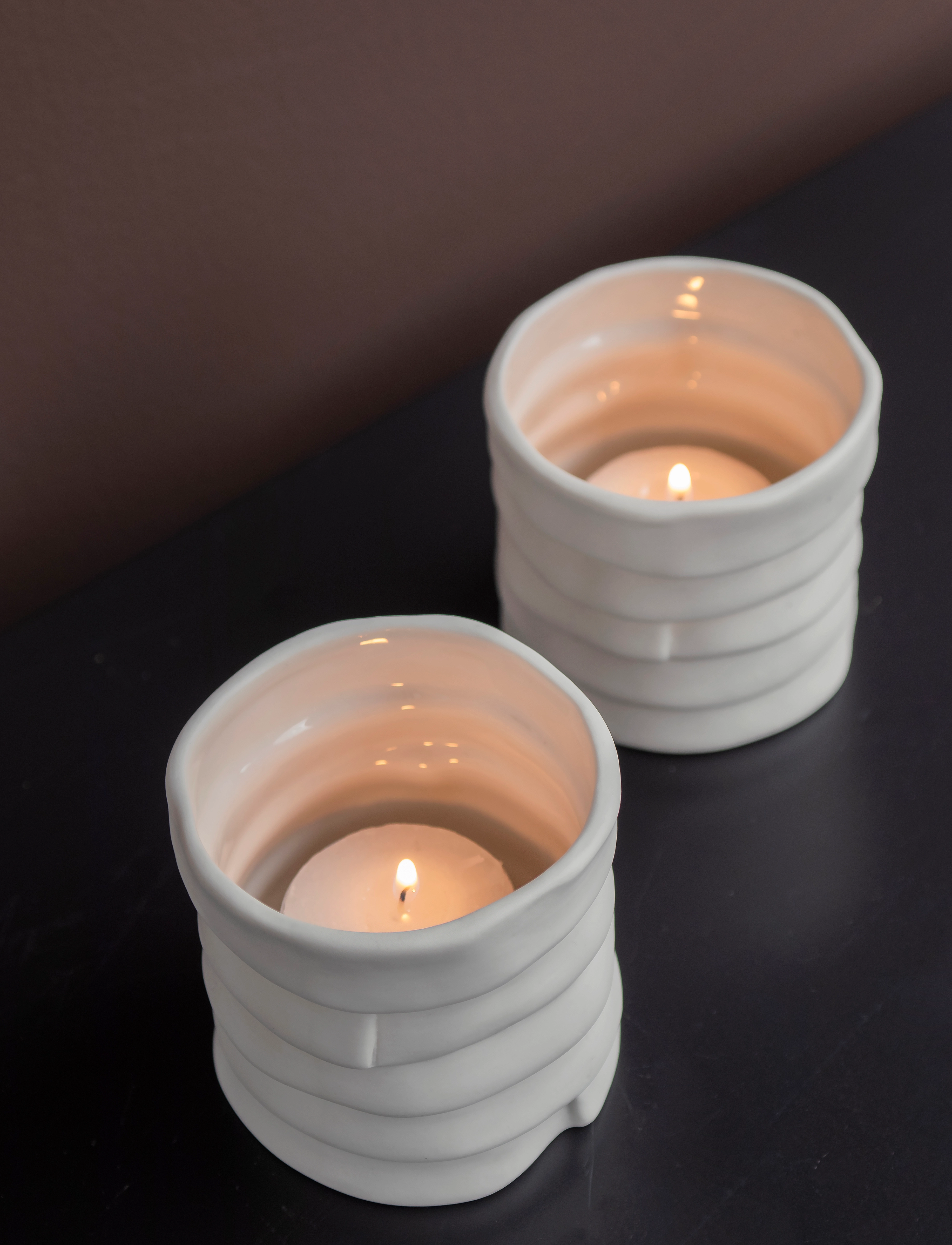 Mette Ditmer Ribbon Tealight Holders, 2-Pack, One Size, White, Lysestager & Lanterner > Fyrfadsstager, Unisex