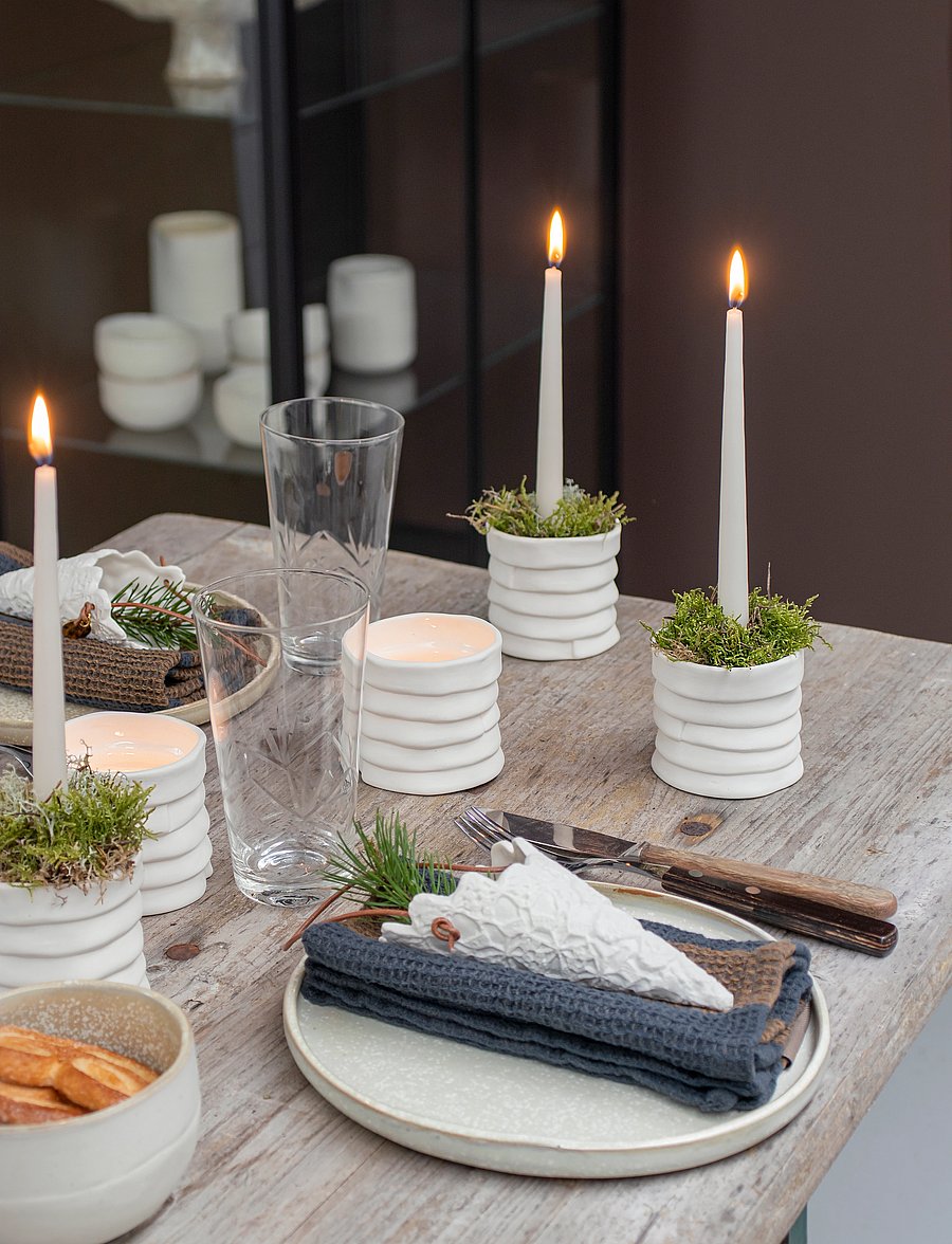 Mette Ditmer - RIBBON tealight holders, 2-pack - teeküünlahoidjad - off-white - 2
