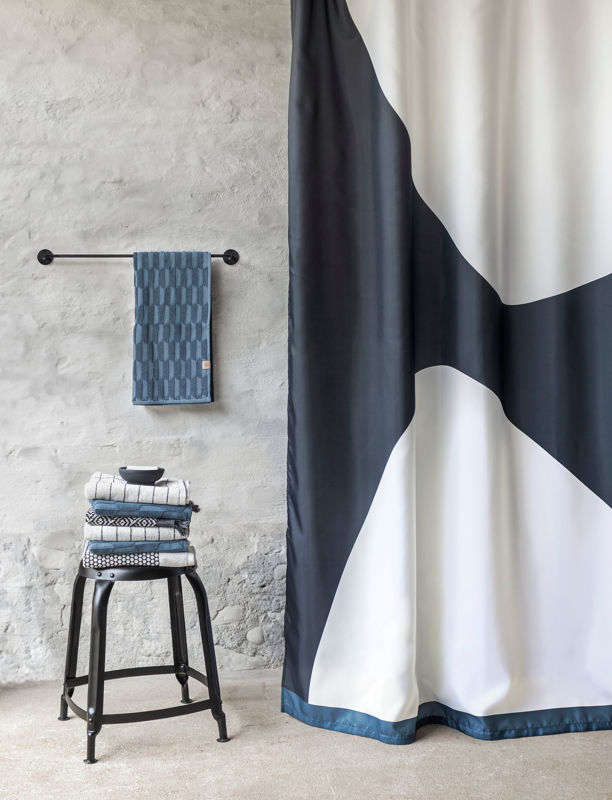 Mette Ditmer Rock Shower Curtain, 150X200 cm, Bathroom Textiles, Mehrfarbig/gemustert - Curtains, Homeware
