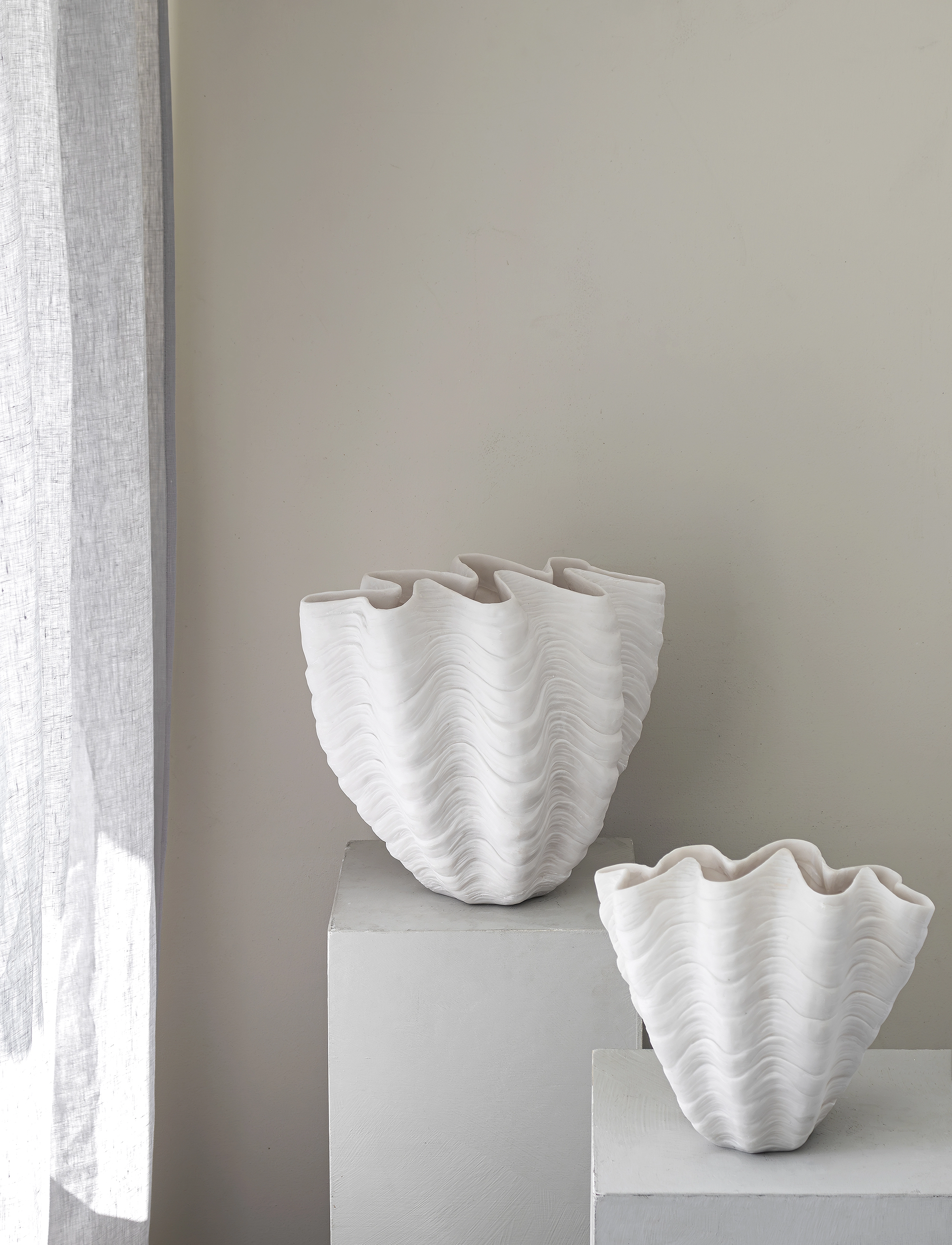 Mette Ditmer Shell Vase, W26X H22 cm, White, Vaser > Store Vaser, Unisex