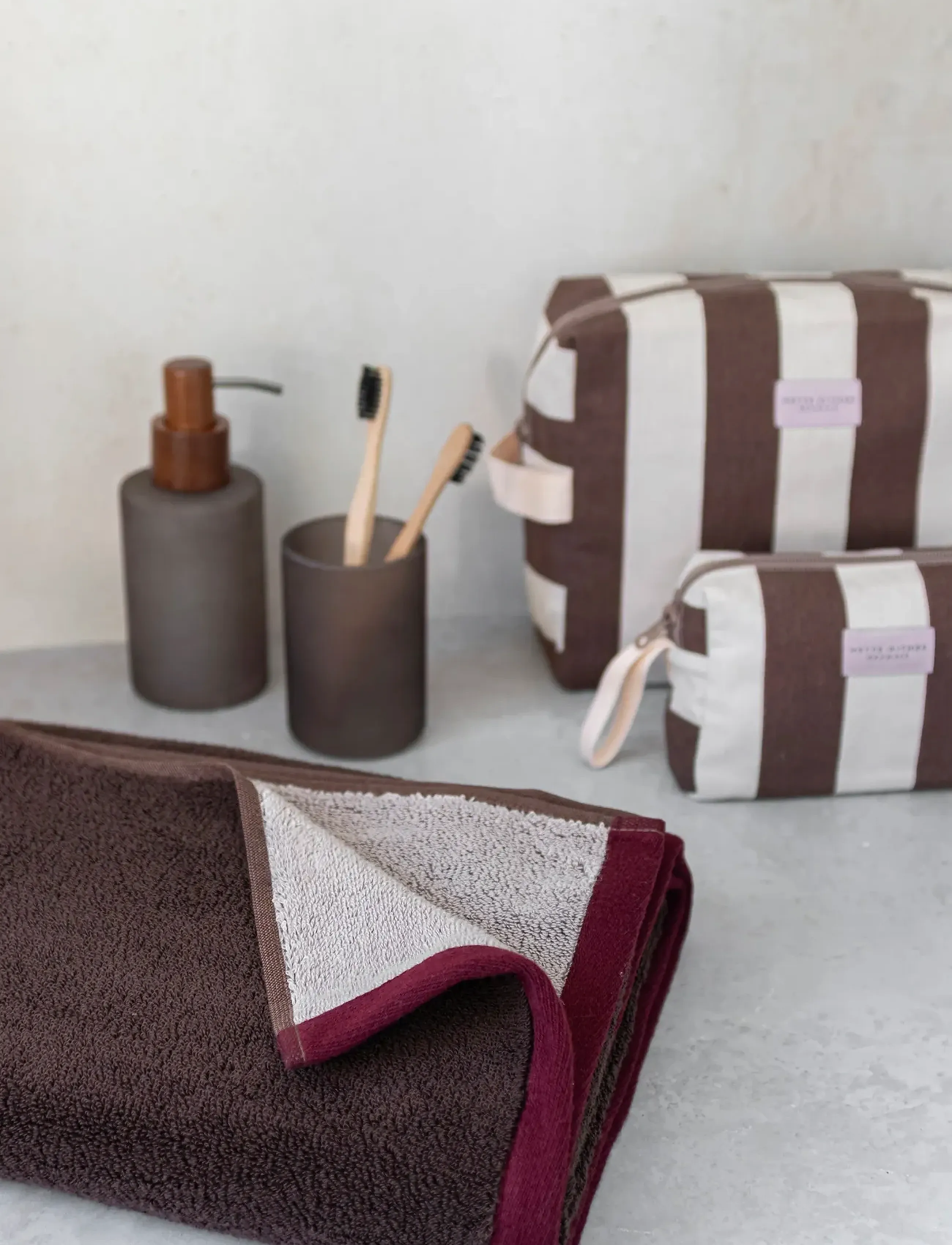 Mette Ditmer - SOFT guest towel, 2-pack - gästhanddukar - brown / sand - 2