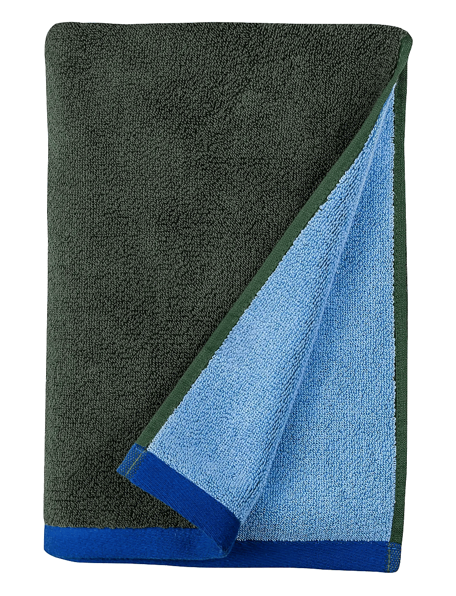Mette Ditmer - SOFT towel - saunalinad - dark olive / light blue - 1
