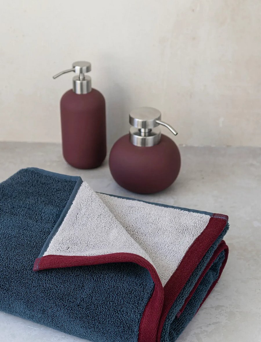 Mette Ditmer - SOFT towel - saunalinad - midnight blue / light grey - 0