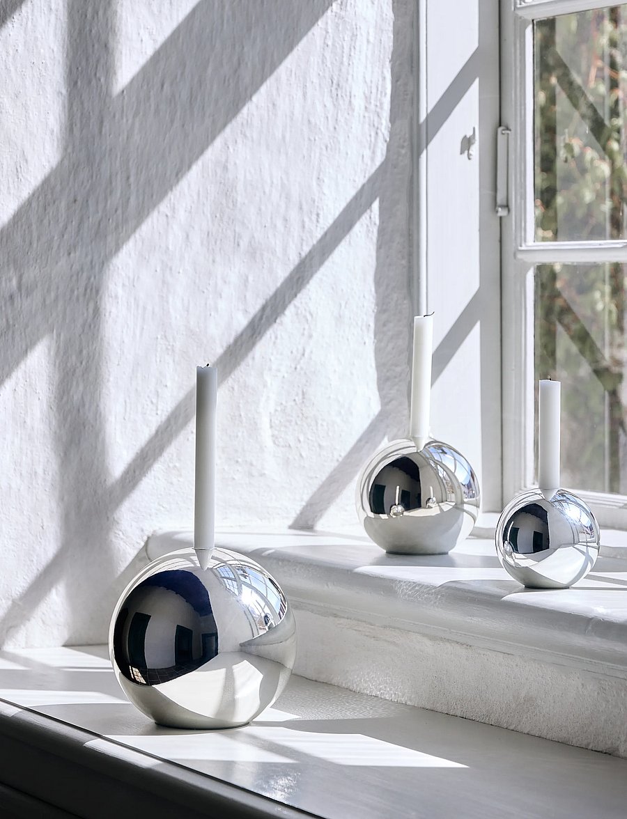 Mette Ditmer - SPHERE candle holder, large - küünlajalad - chrome - 0