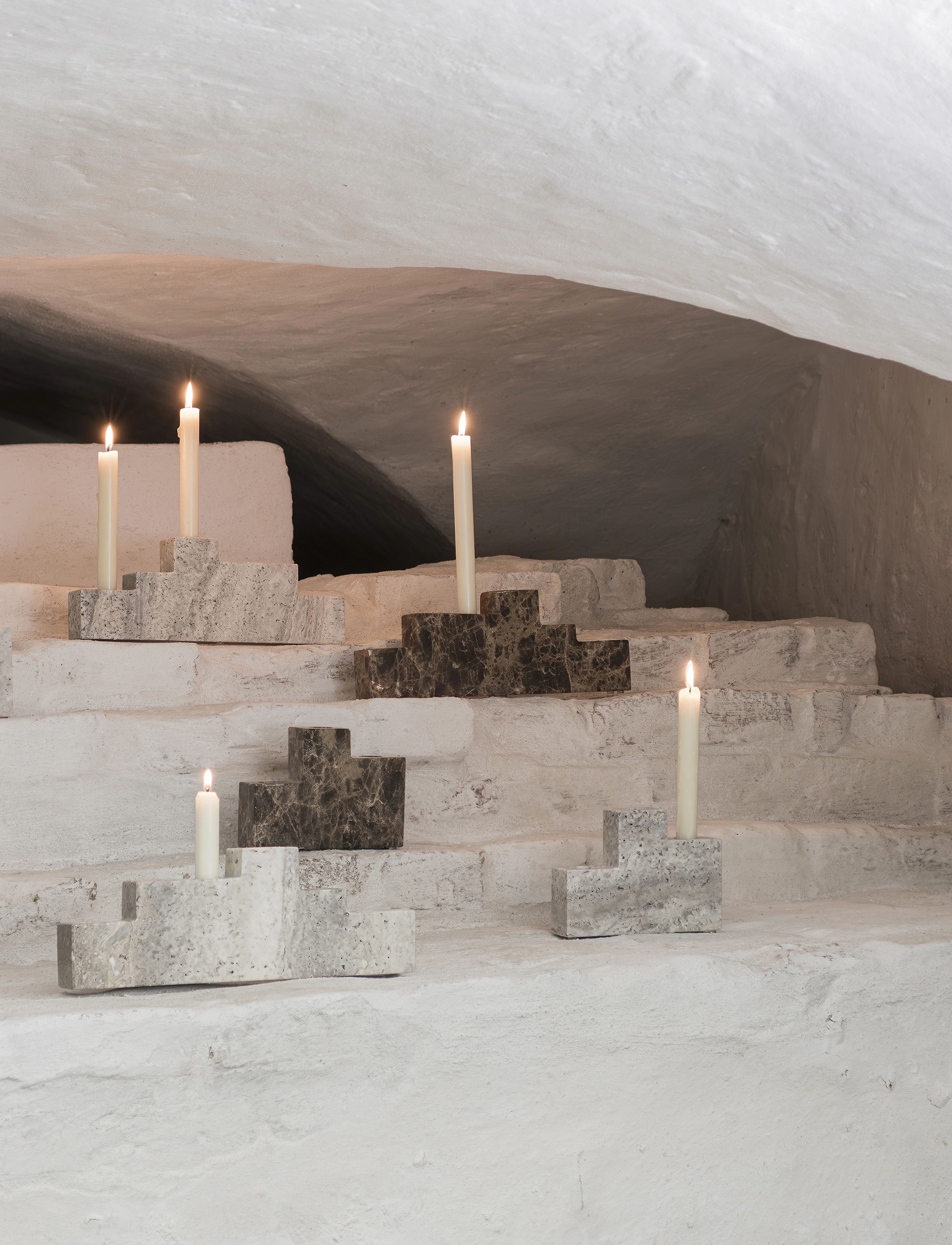Mette Ditmer - STEP candleholder - ljusstakar - chalk - 2