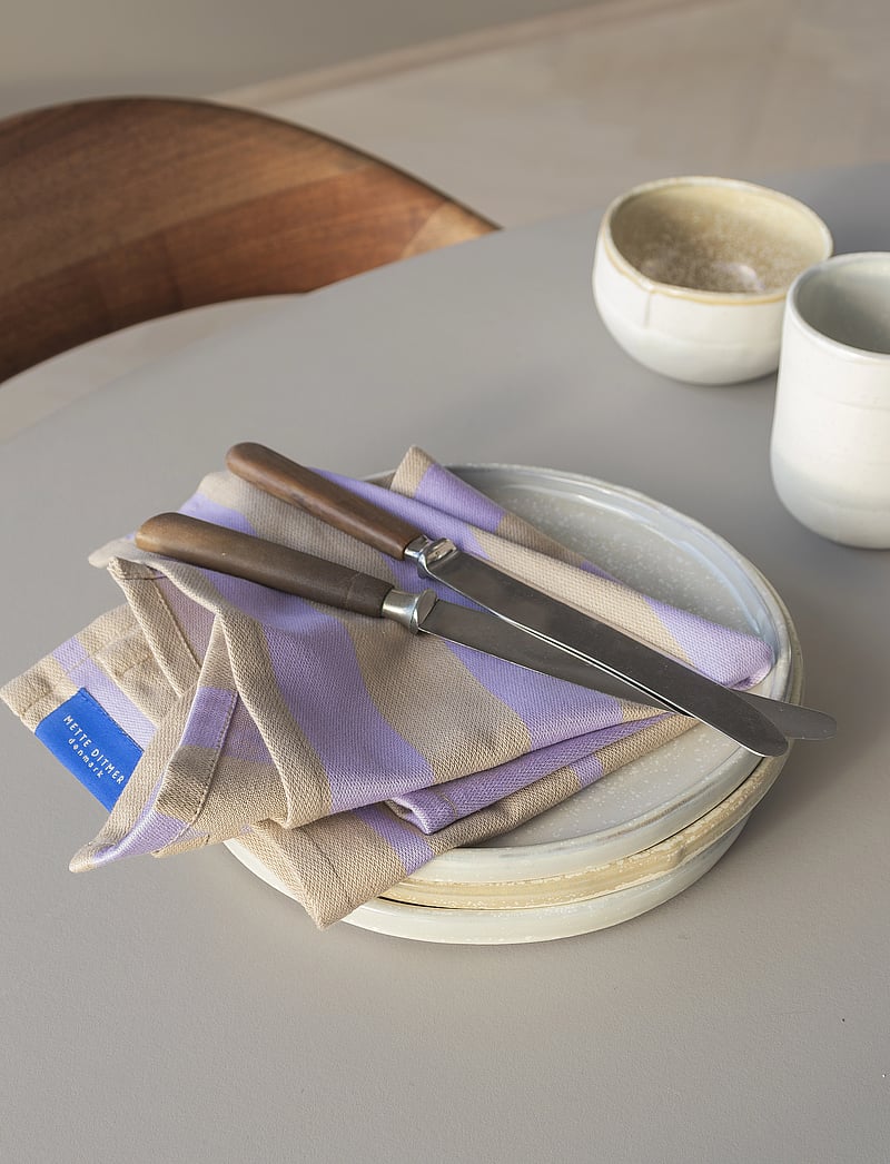 Mette Ditmer - STRIPES dish cloth, 2-pack - linased ja puuvillased salvrätikud - sand - 1