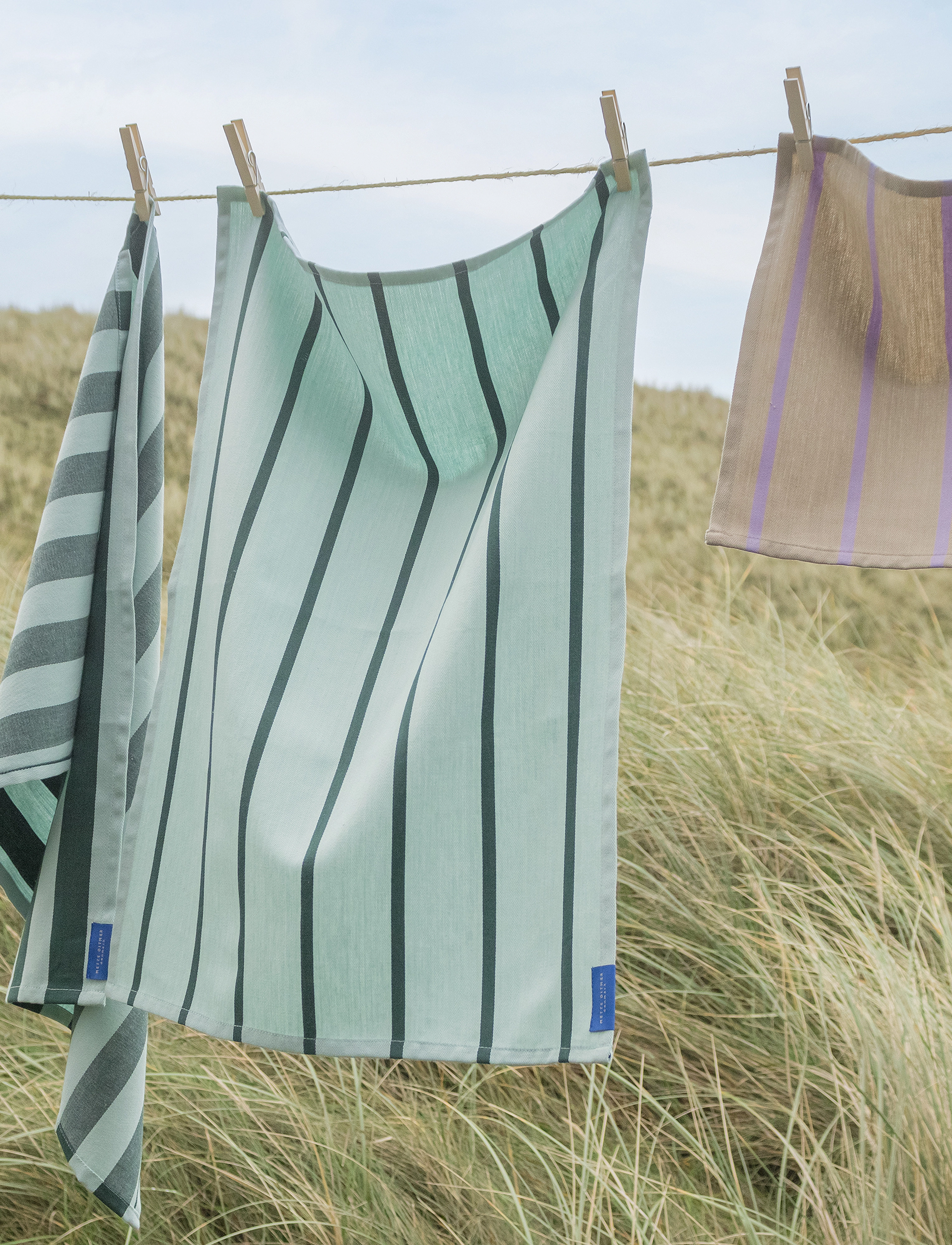 Mette Ditmer - STRIPES dish cloth, 2-pack - lininės ir medvilninės servetėlės - sand - 2