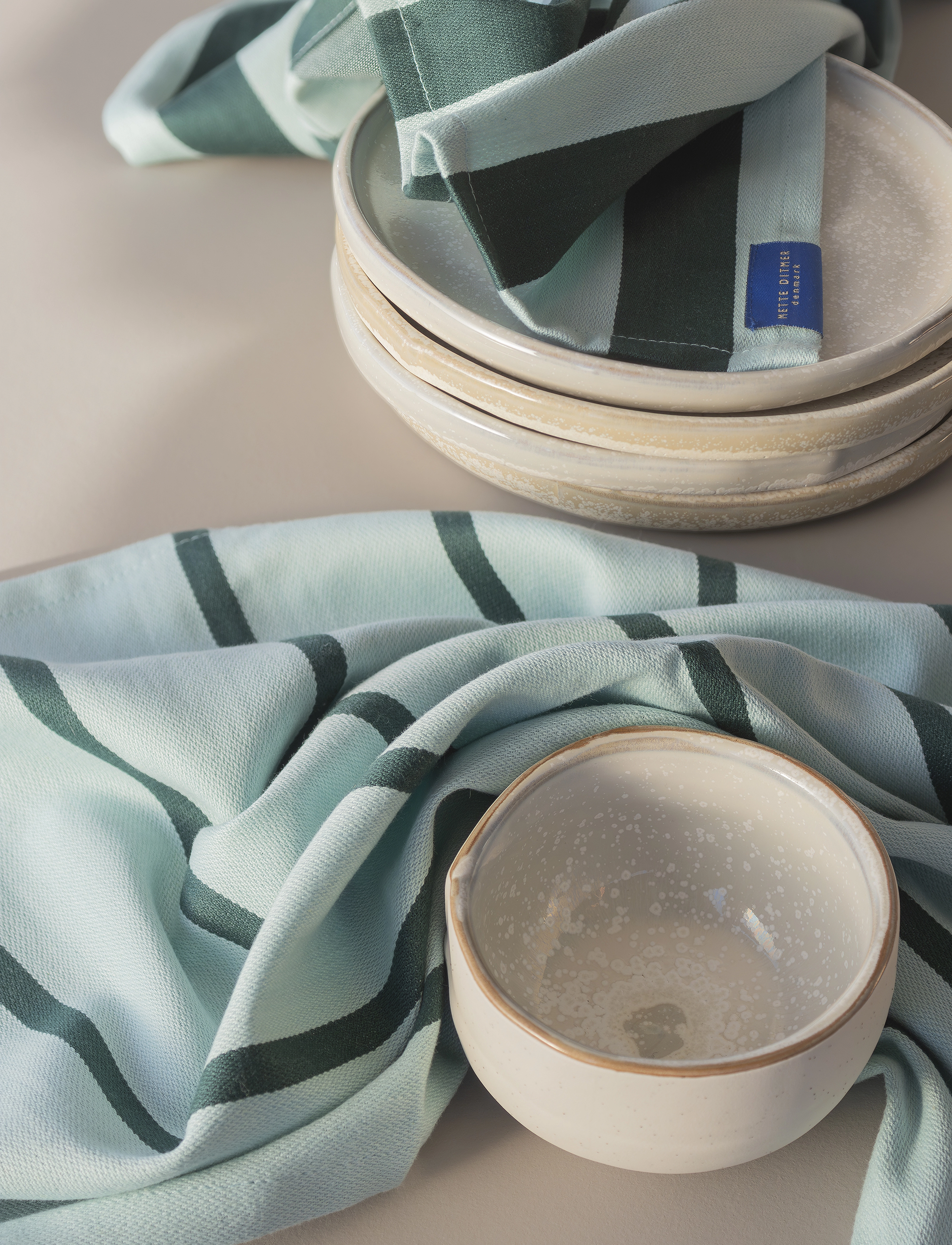 Mette Ditmer Stripes Tea Towel, 2-Pack, W50X L70 cm, Green, Køkkentekstiler > Køkkenhåndklæder, Unisex