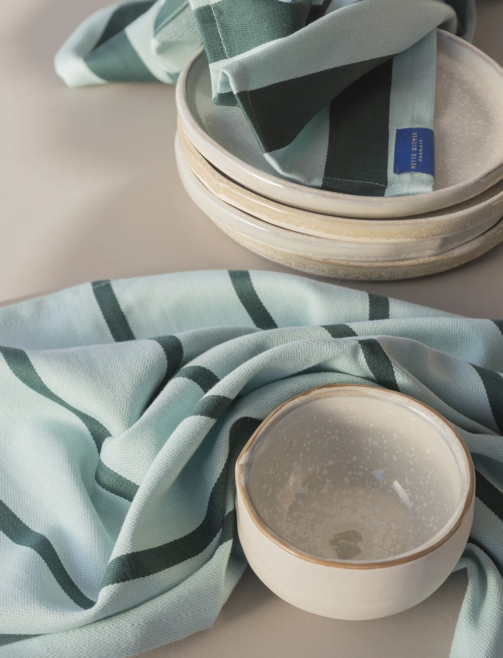 Mette Ditmer - STRIPES tea towel, 2-pack - viskestykker - mint - 1