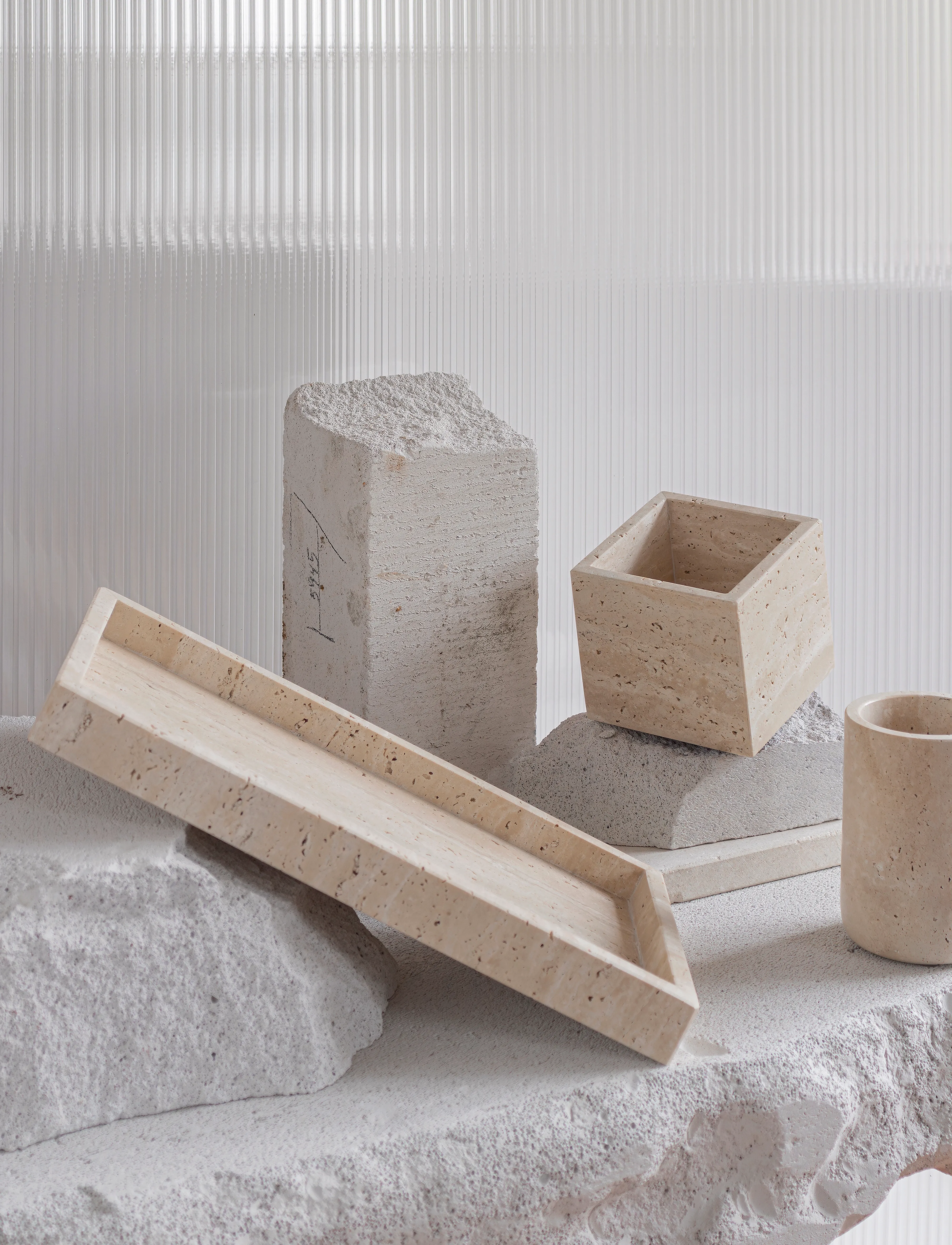 Mette Ditmer Travertine Cube, One Size, Decoration, Beige - Decorative Platters, Homeware