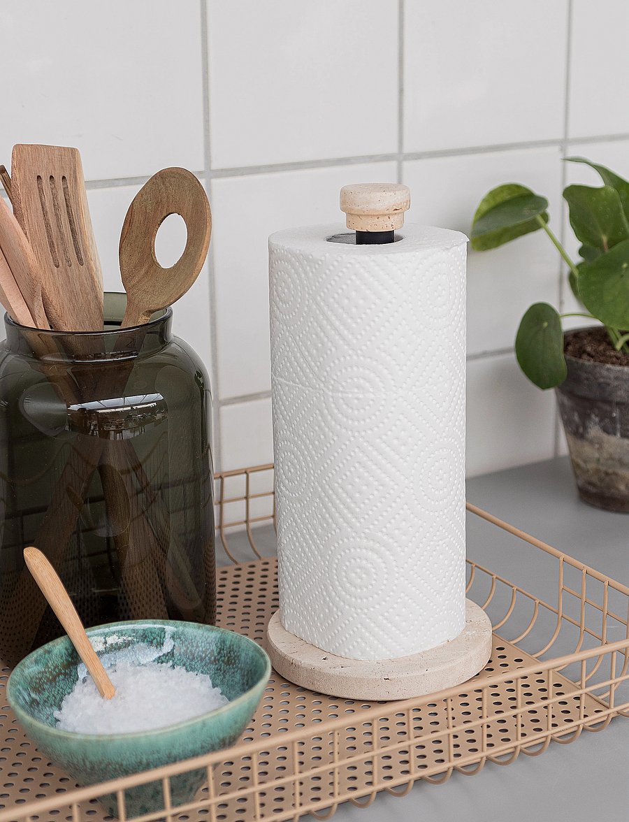 Mette Ditmer - TRAVERTINE kitchen roll holder - küchenrollenhalter - linen - 0