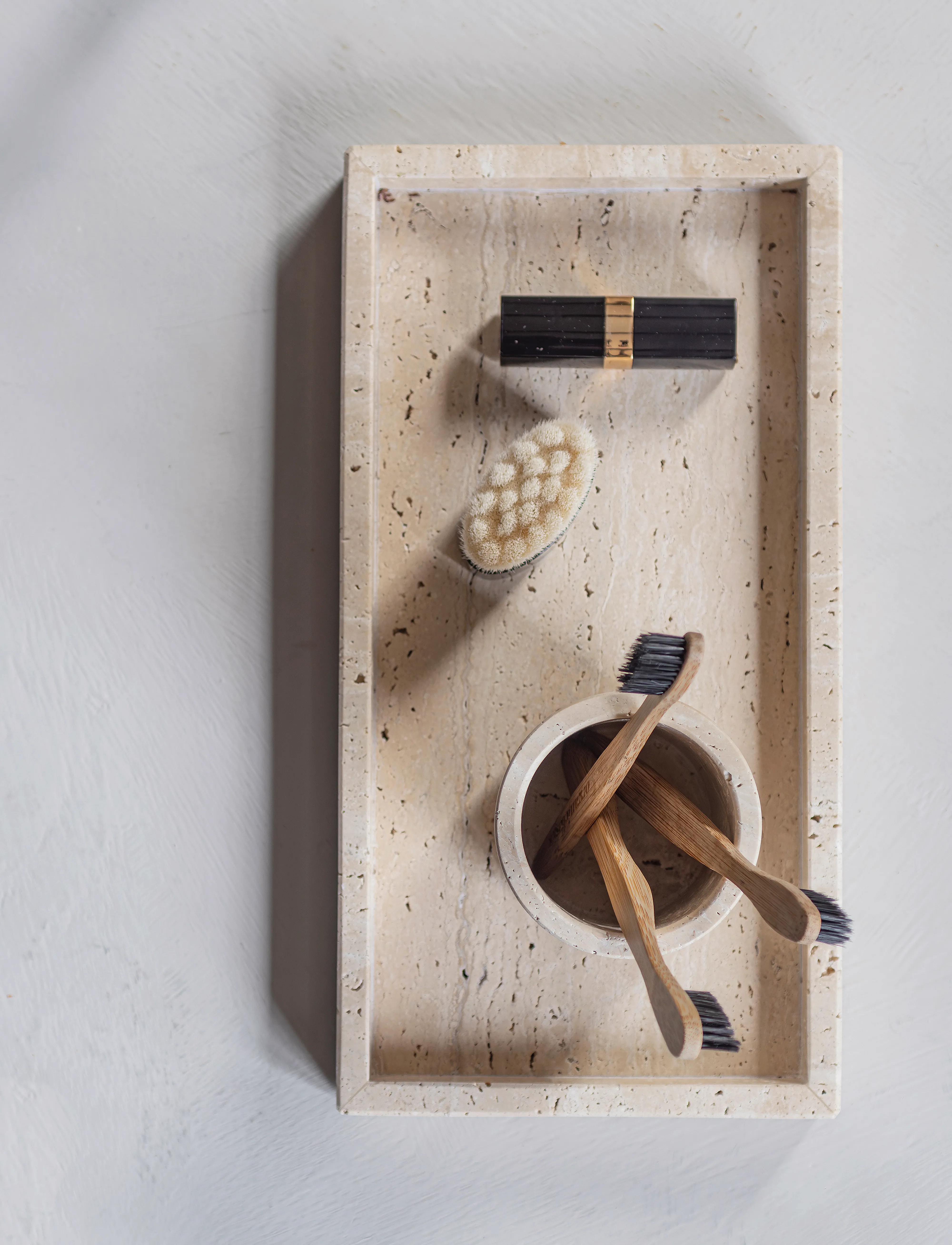 Mette Ditmer Travertine Deco Tray, One Size, Dining & Table Accessories, Beige - Trays, Homeware