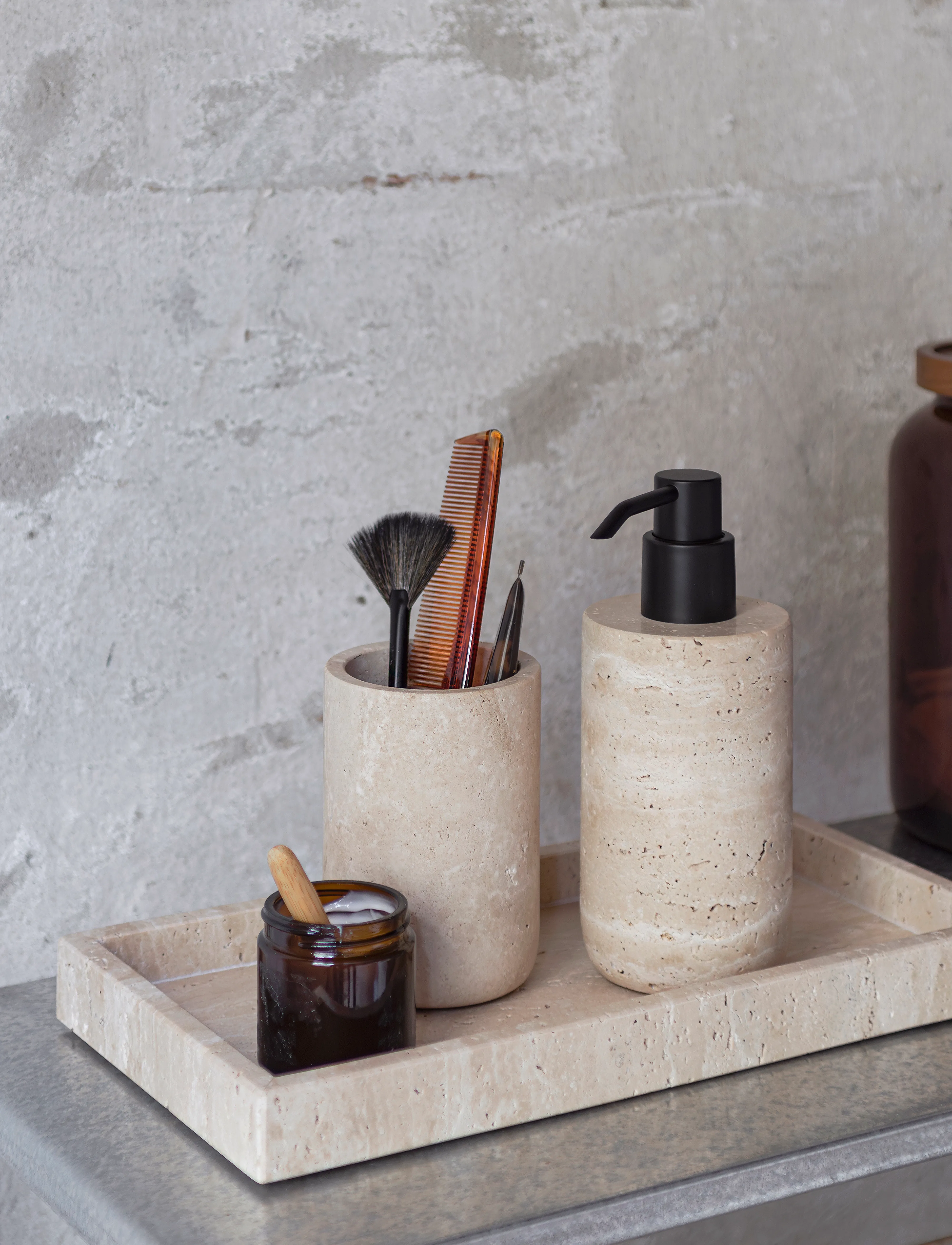 Mette Ditmer - TRAVERTINE deco tray - linen - 2