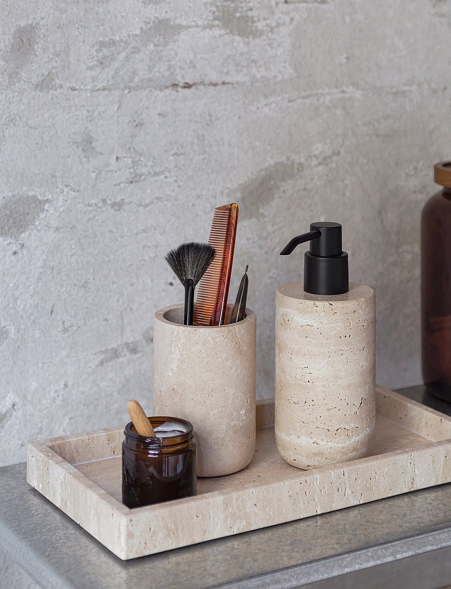 Mette Ditmer - TRAVERTINE deco tray - linen - 2