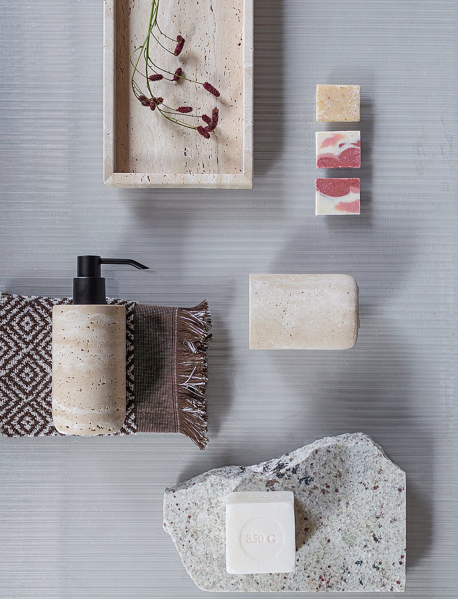 Mette Ditmer - TRAVERTINE toothbrush holder - linen - 4