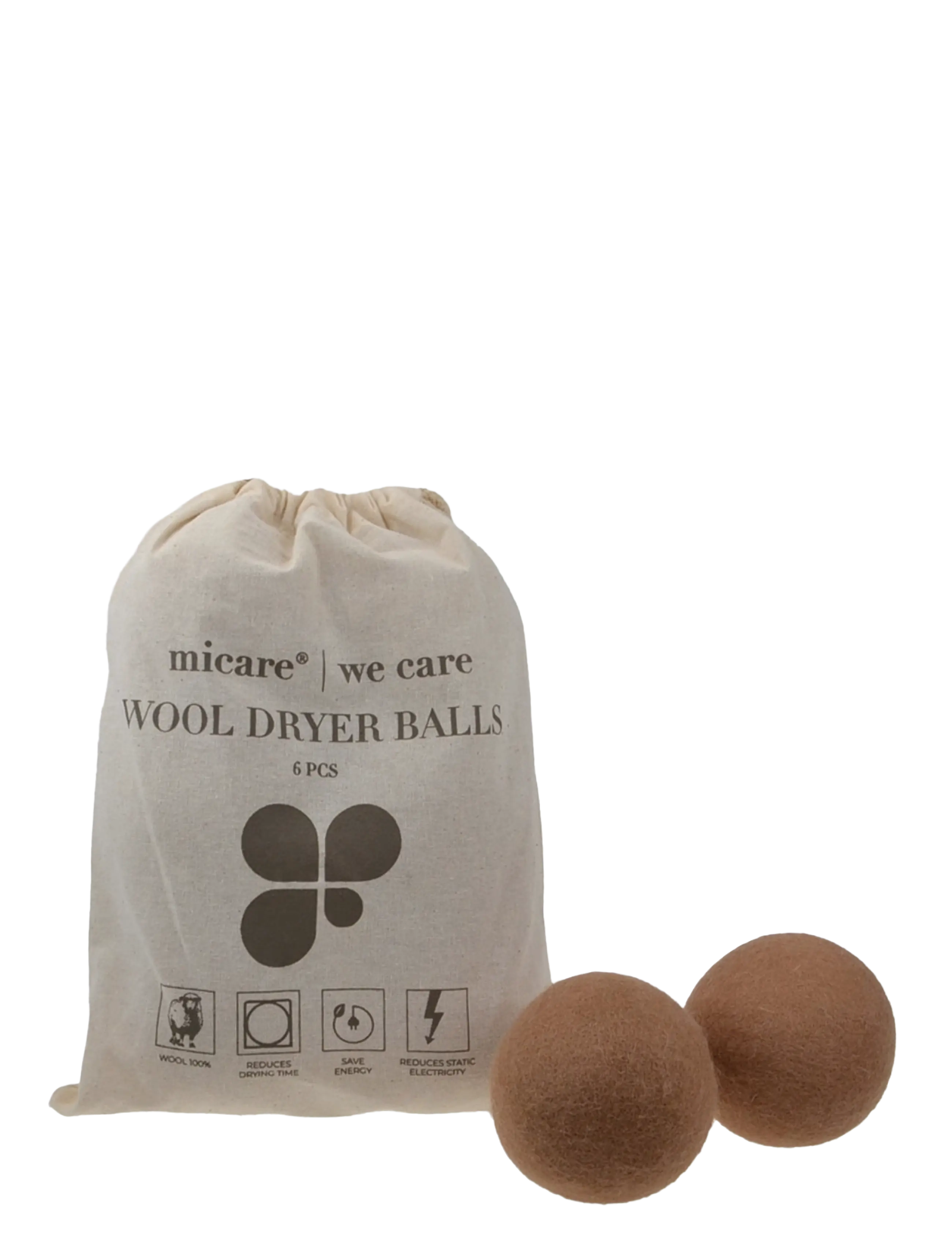 micare Wool Dryer Balls 6-pak - Tekstiler - NATURAL / brown