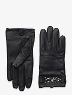 Leather glove with parker hw - BLACK