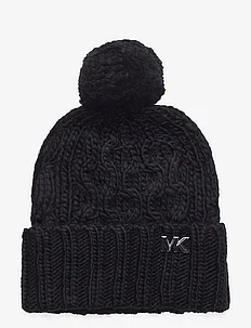 Honeycomb cable cuff hat with self pom, Michael Kors Accessories