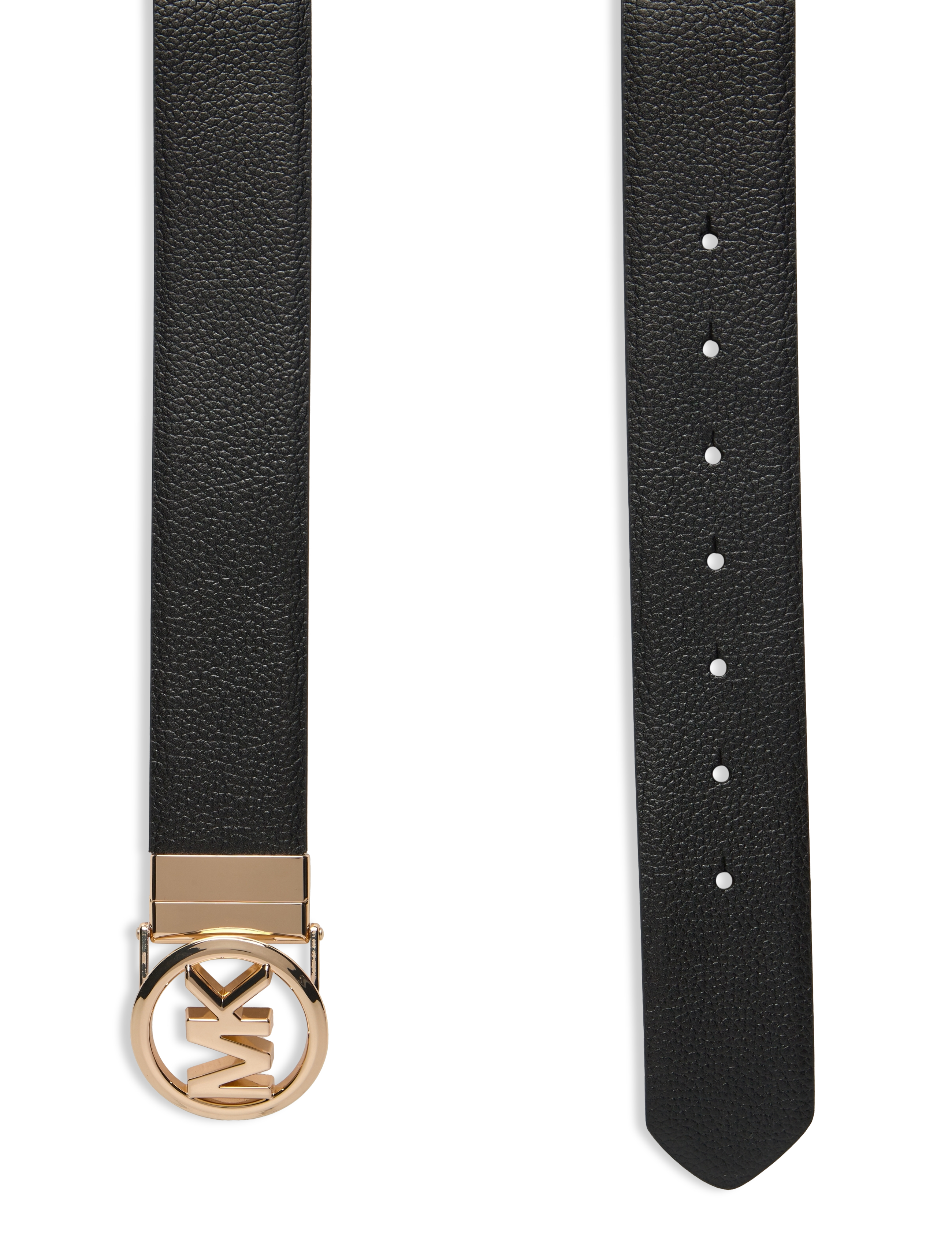 Michael Kors Accessories - Reversible pebble belt - odiniai diržai - black rev. to luggage/gold hw - 1