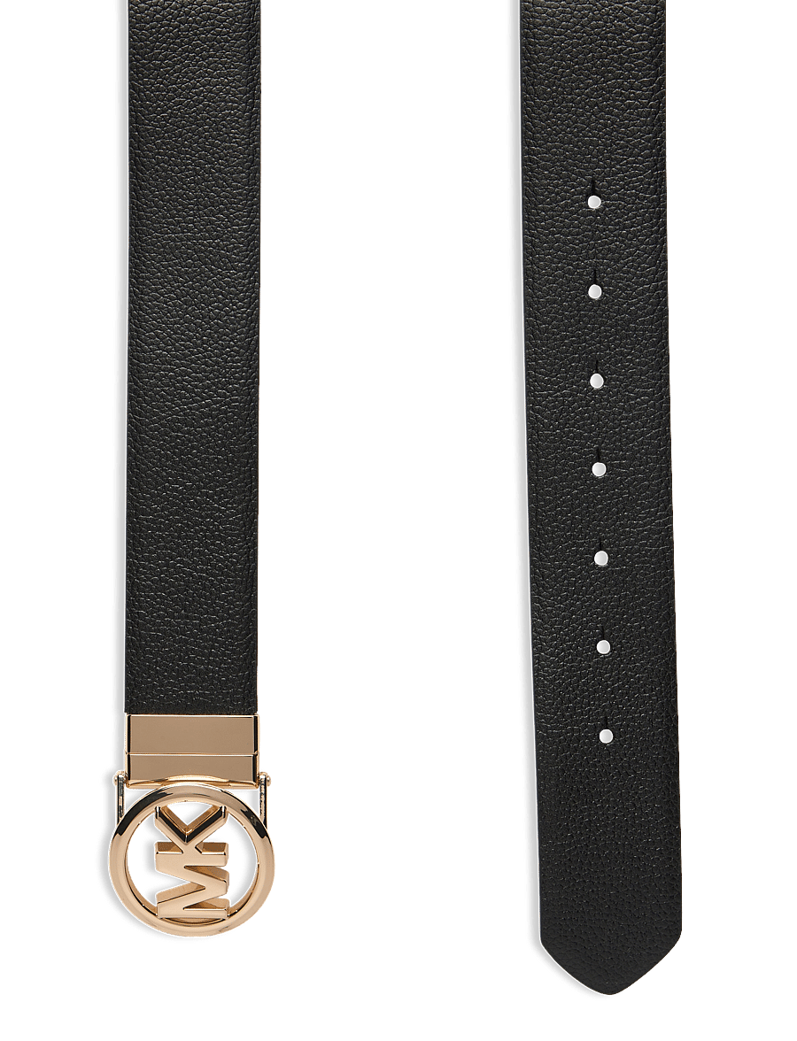 Michael Kors Accessories - Reversible pebble belt - läderskärp - black rev. to luggage/gold hw - 1