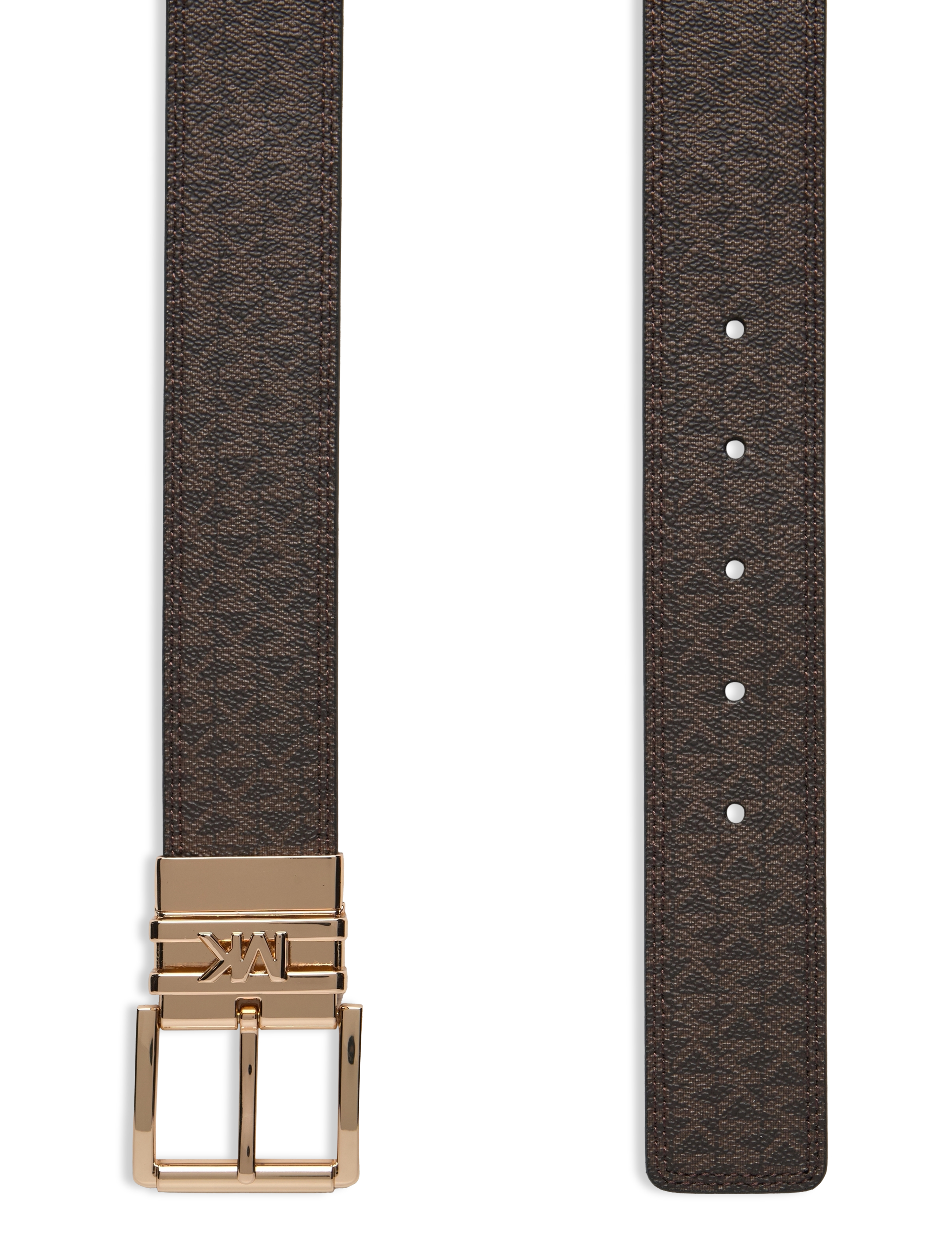 Michael Kors Accessories - 38mm Logo reversible belt - leren riemen - brown logo rev. to luggage/gold hw - 1