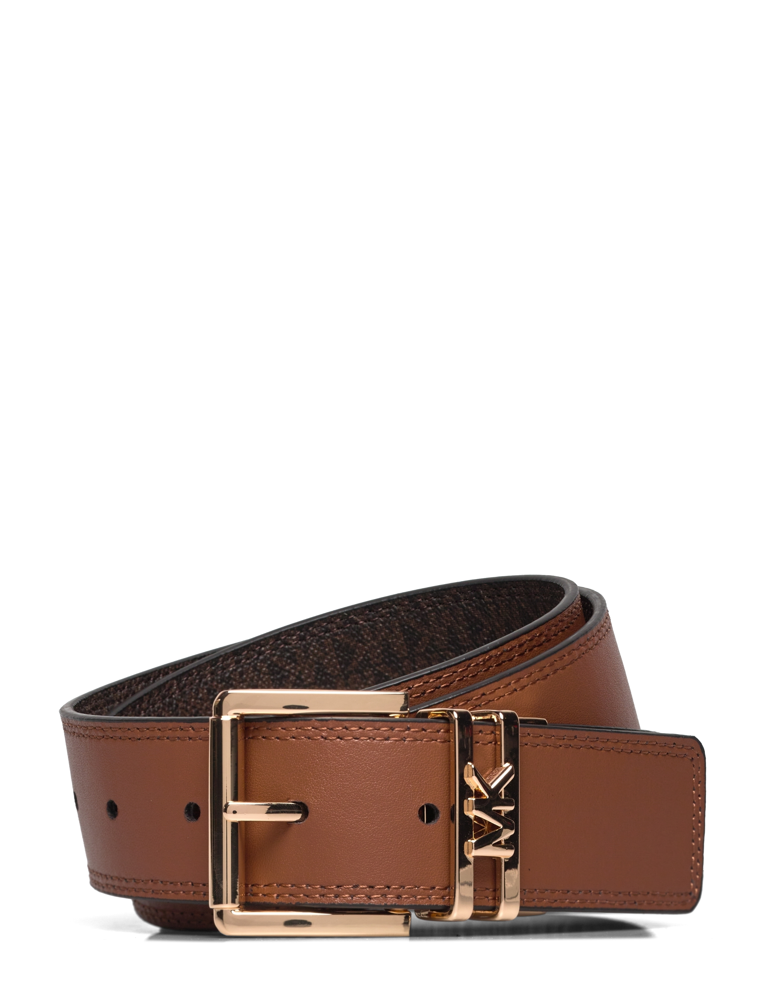 Michael Kors Accessories - 38mm Logo reversible belt - leren riemen - brown logo rev. to luggage/gold hw - 2
