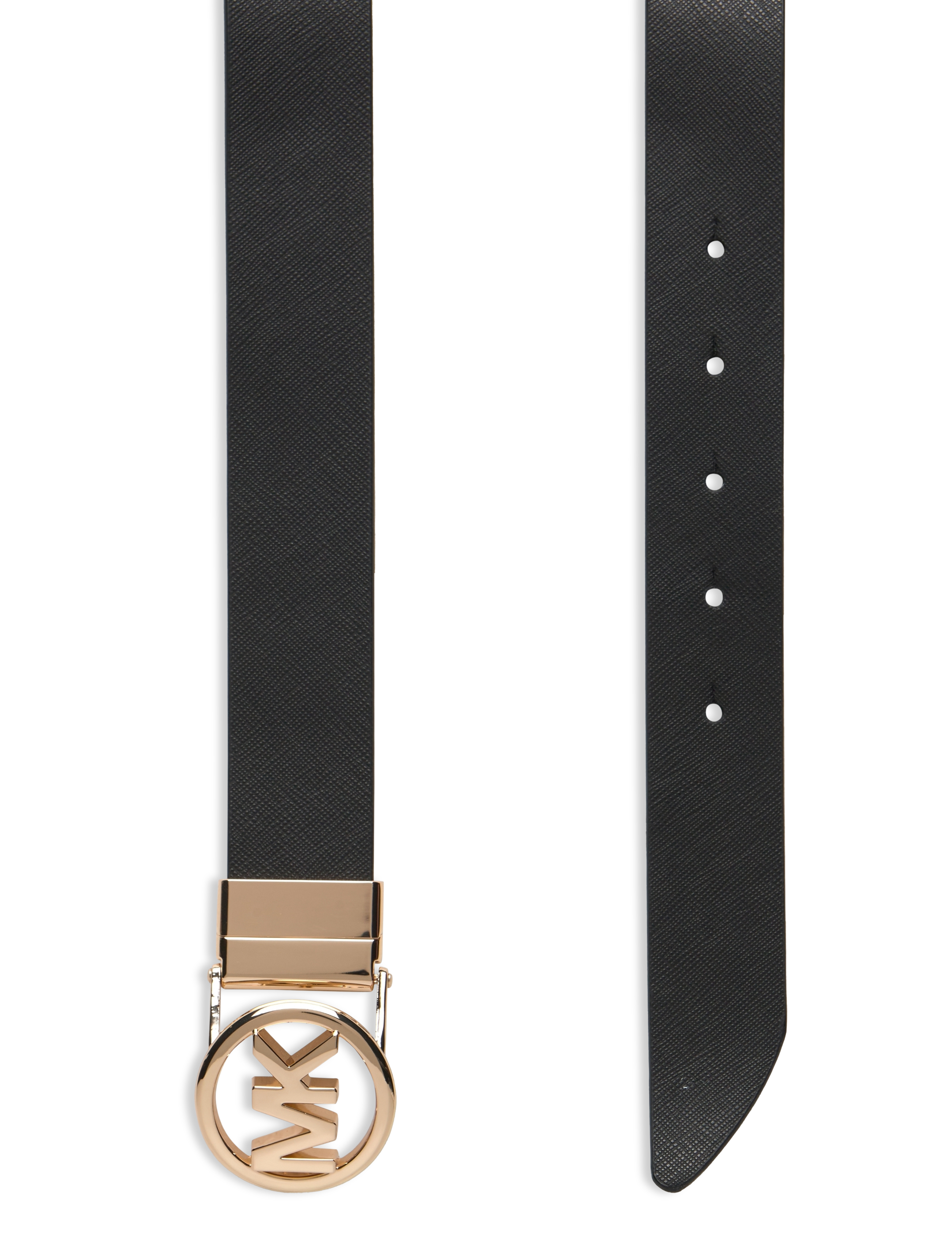 Michael Kors Accessories - 32mm Reversible saffiano belt - læderbælter - black rev. to black logo/gold - 1