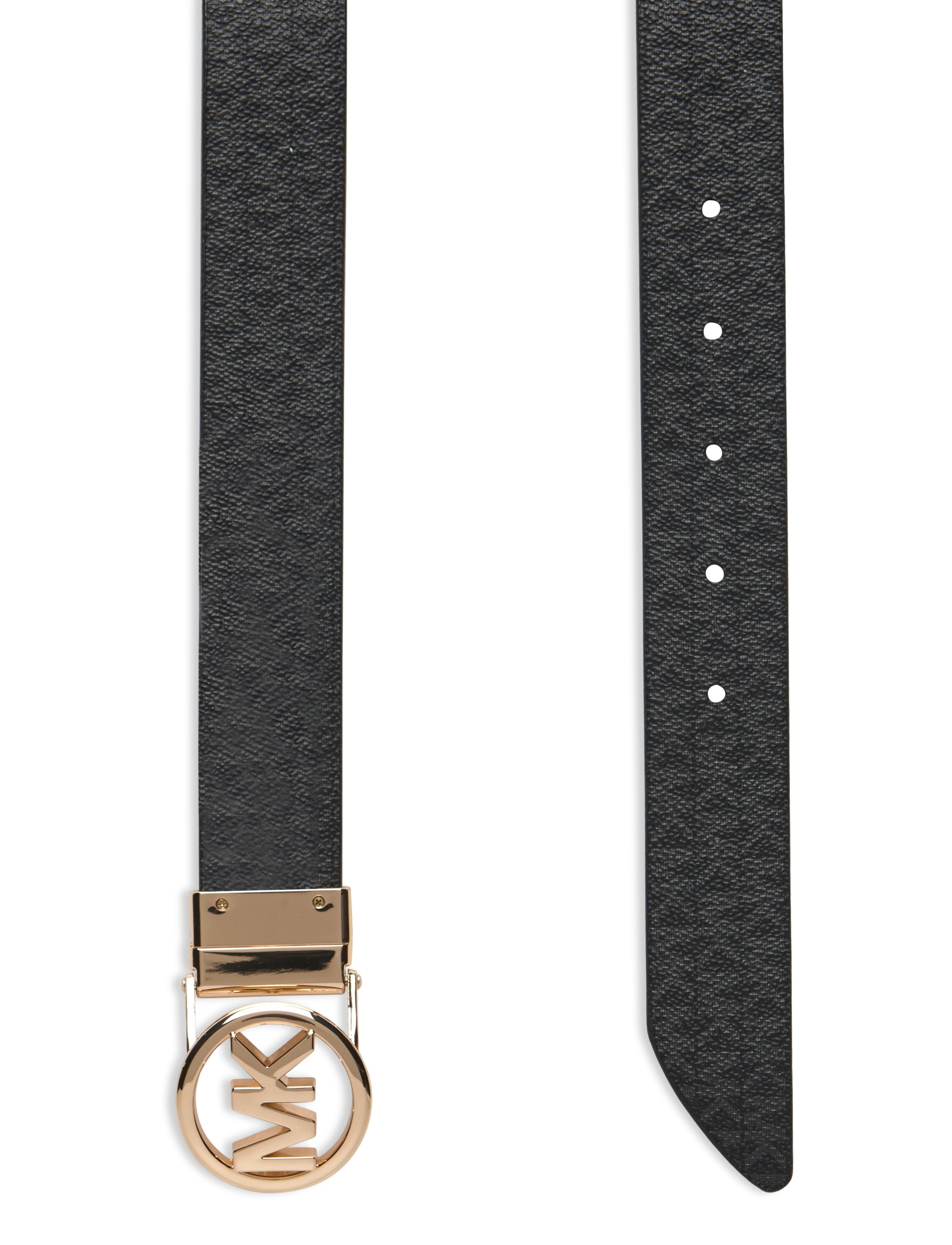 Michael Kors Accessories - 32mm Reversible saffiano belt - læderbælter - black rev. to black logo/gold - 3